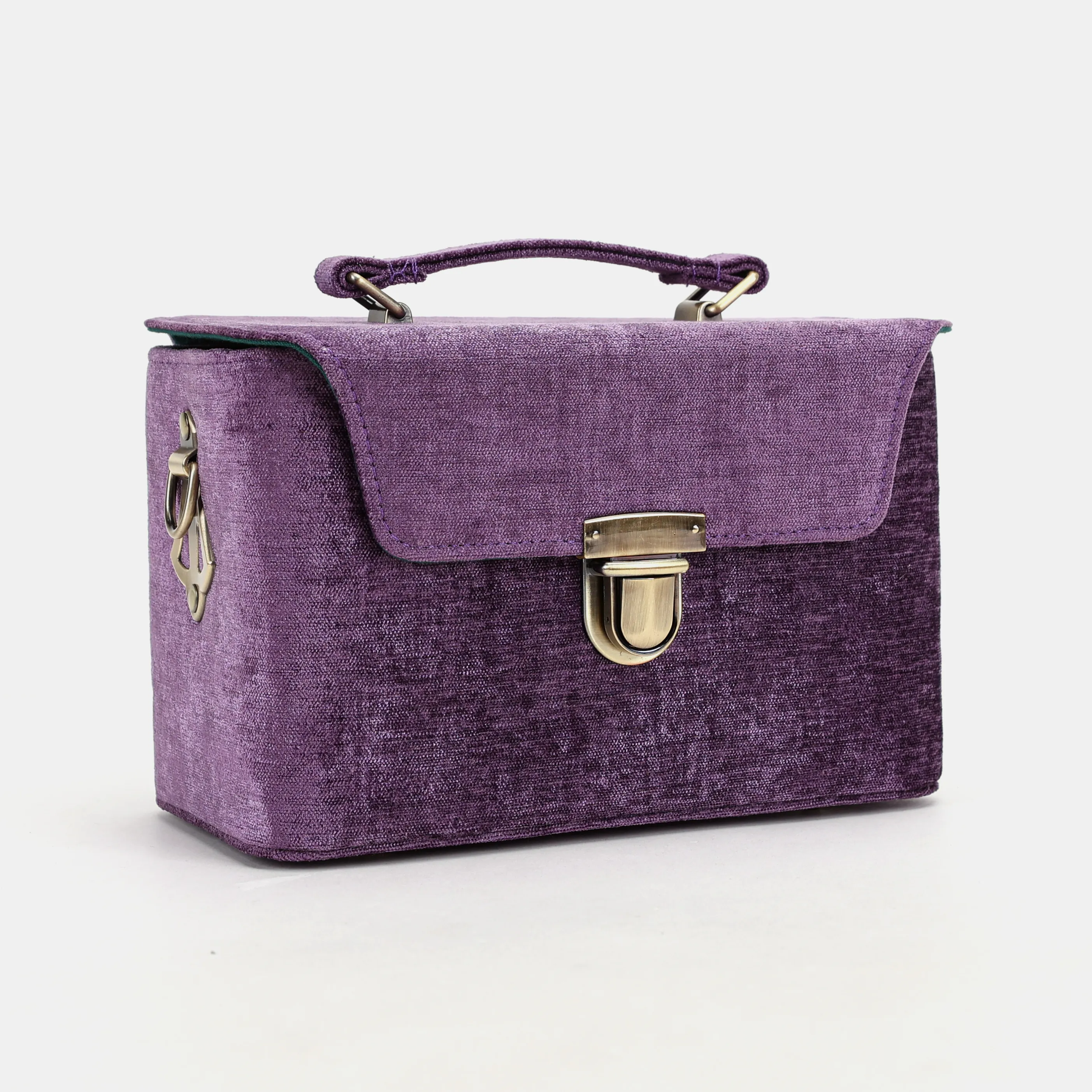 Solid Purple Clara Medium Train Case Purse - Image 2