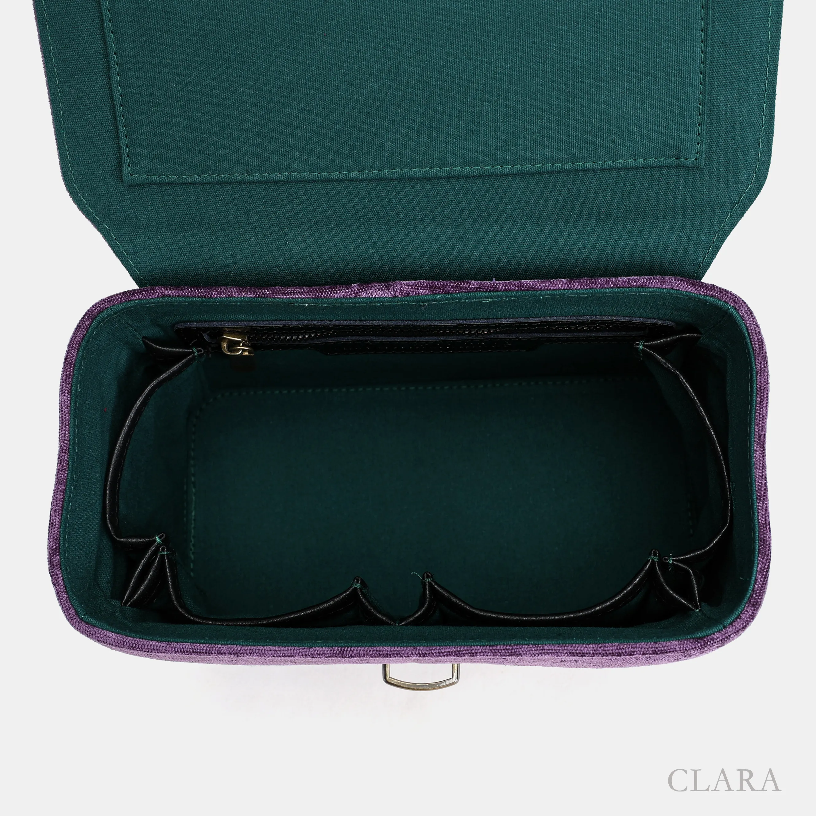 Solid Purple Clara Medium Train Case Purse - Image 4