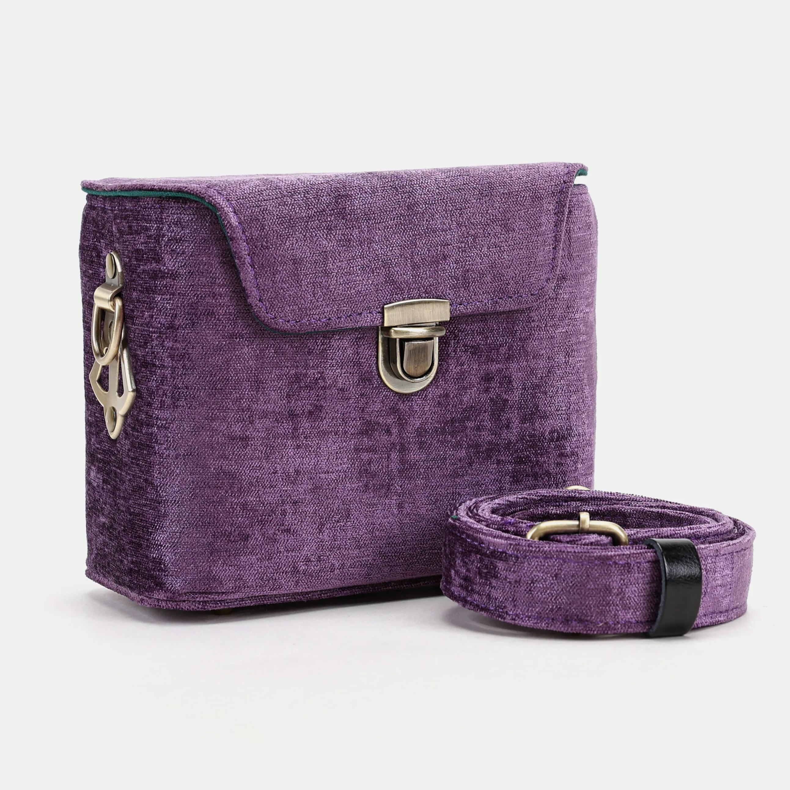 Solid Purple Emma Small Train Case Crossbody - Image 2