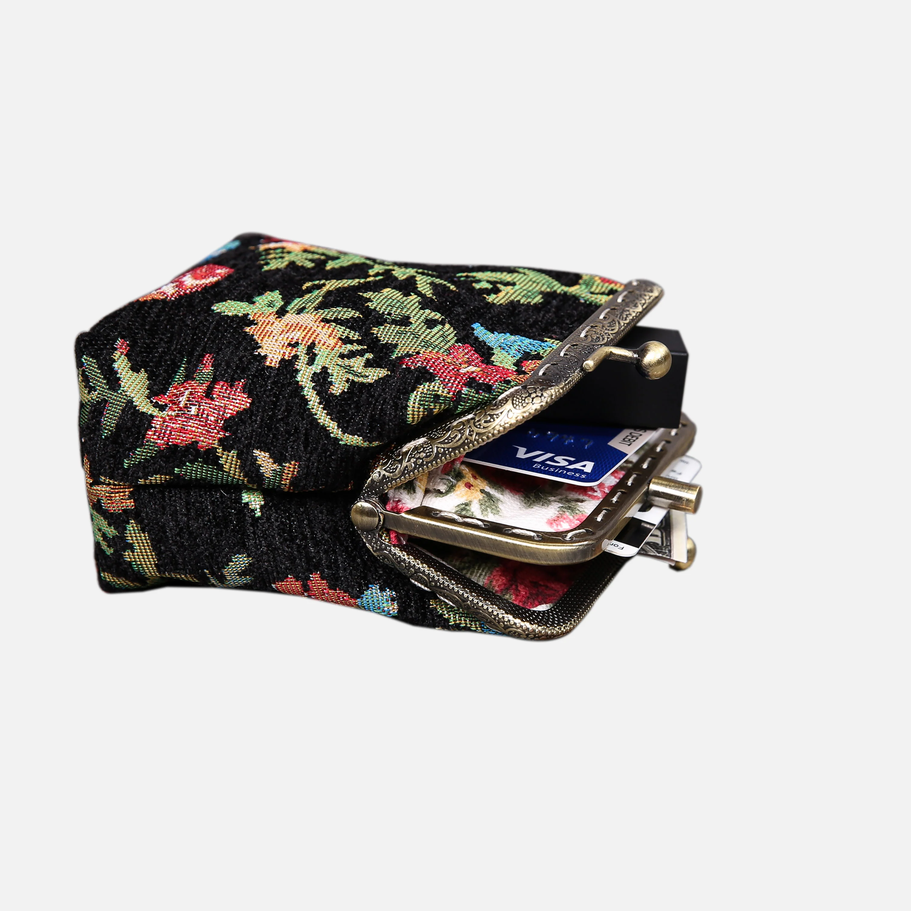 Spring Valley Black Double Kiss Clasp Coin Purse - Image 6