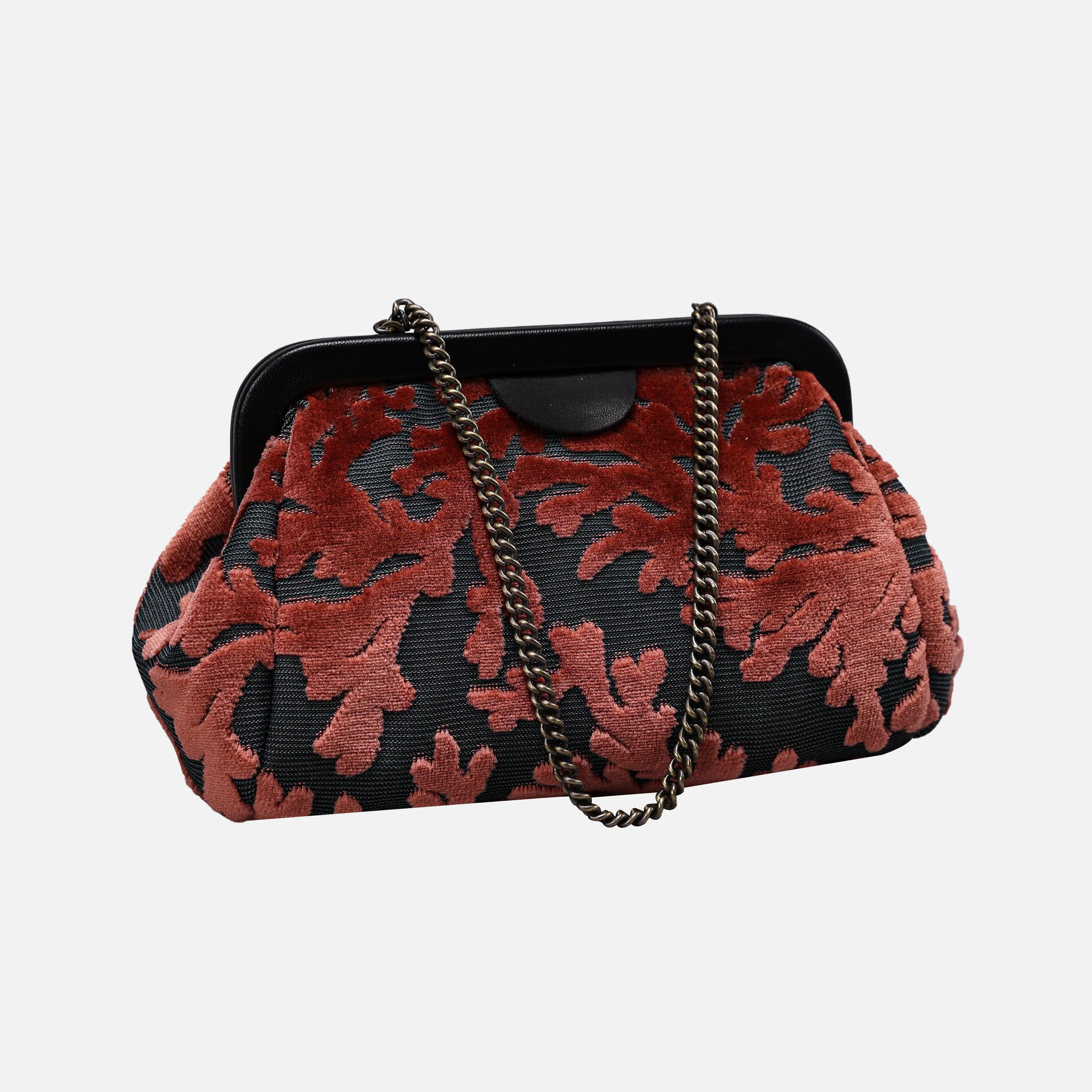 Burnout Velvet St Tropez Scuba Coral Evening Bag Clutch - Image 4