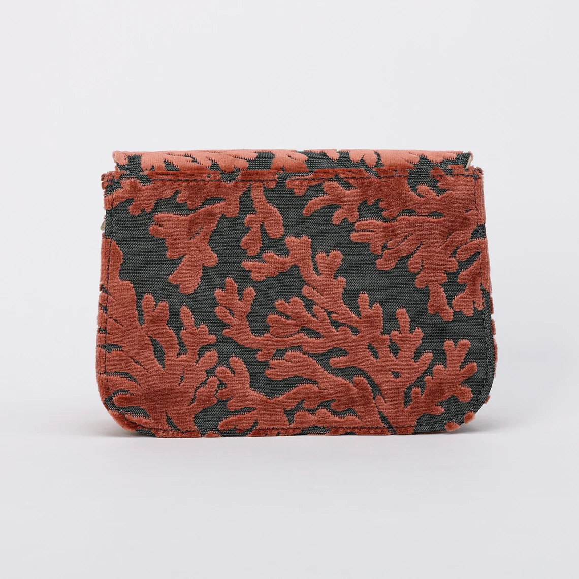 Burnout Velvet St Tropez Scuba Coral Flap Crossbody Bag - Image 5