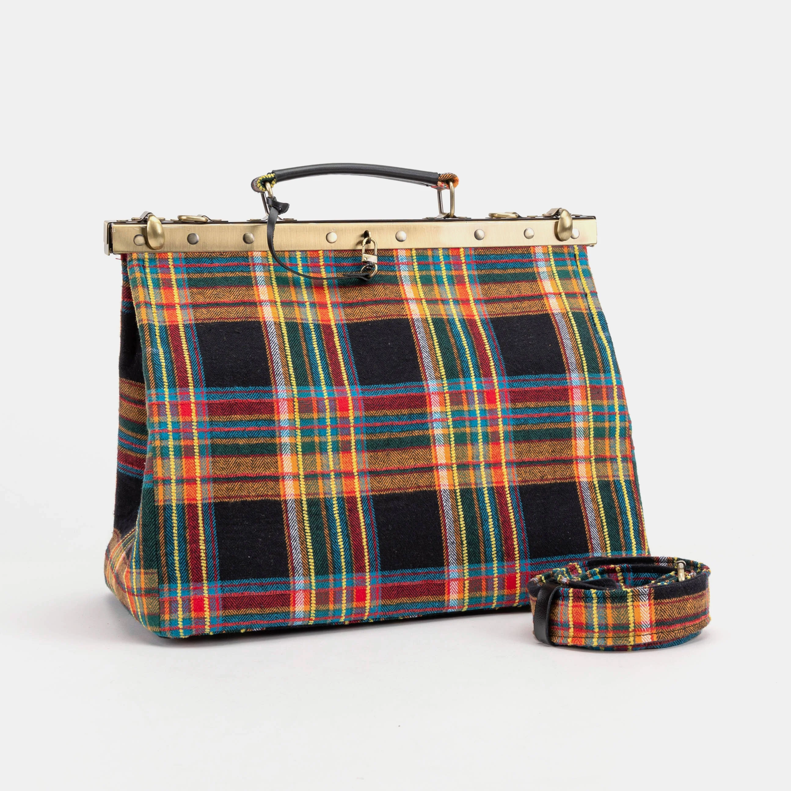 Tartan Stewart Black Celine Carpet Gladstone Bag