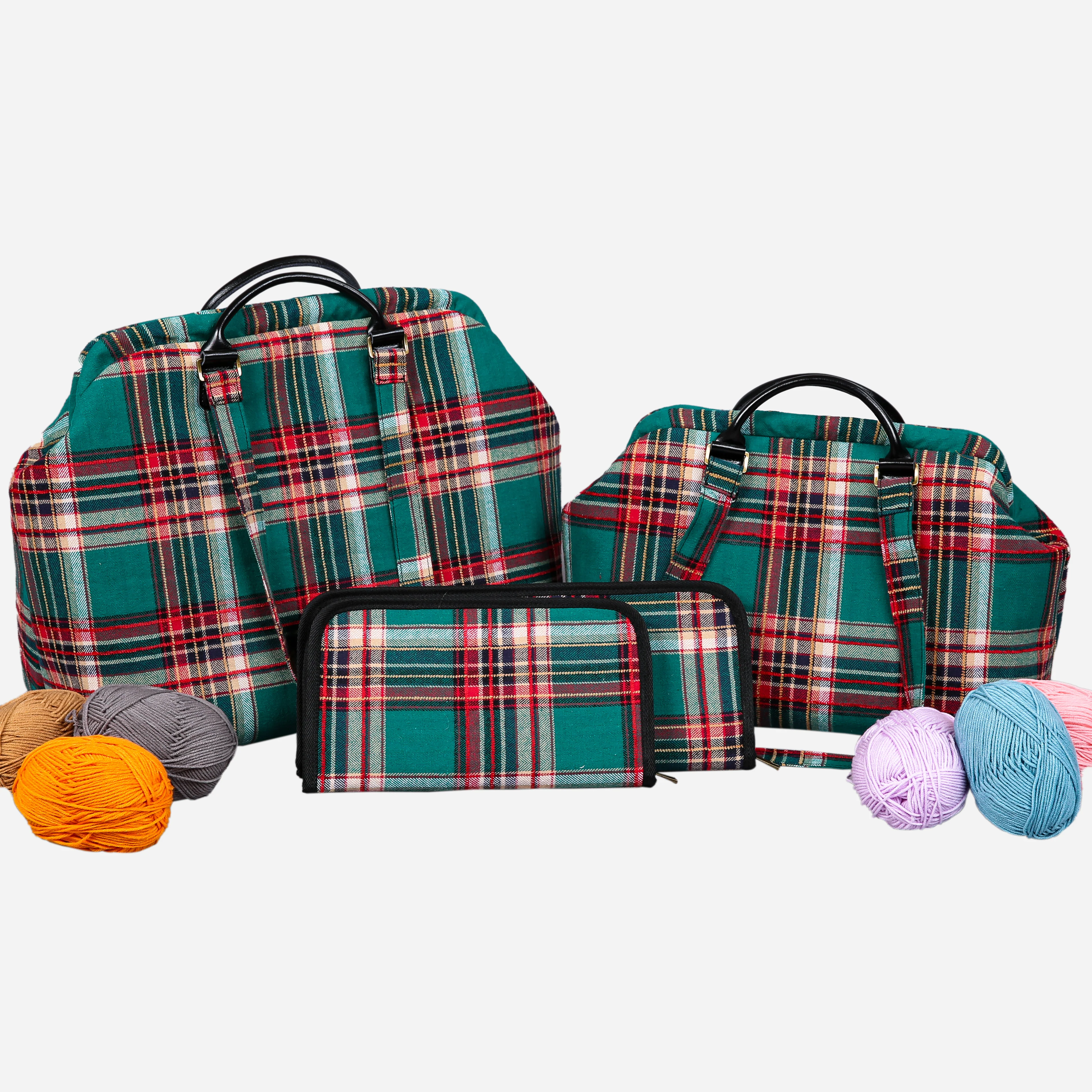 Tartan Stewart Green Knitting Project Bag