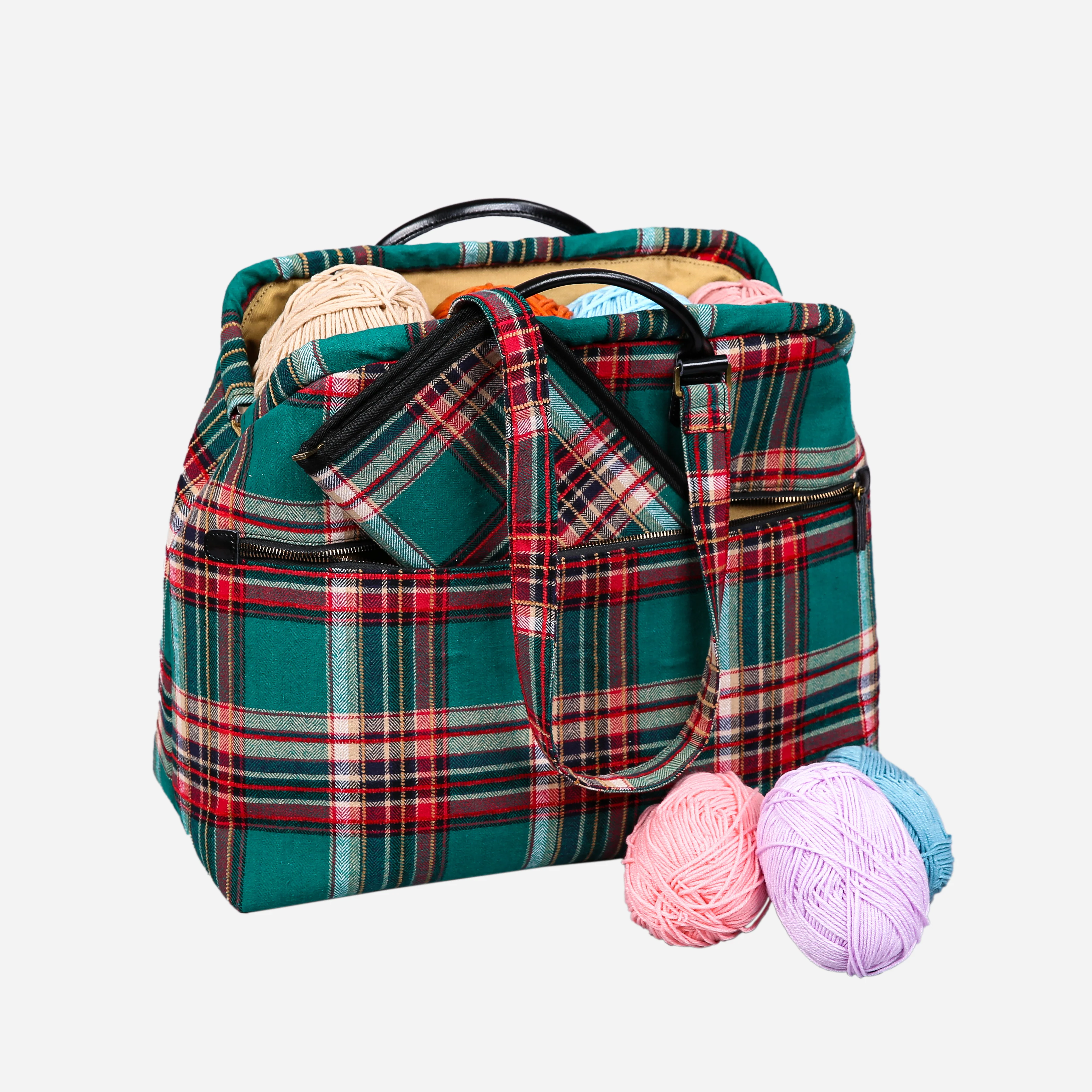 Tartan Stewart Green Knitting Project Bag - Image 4