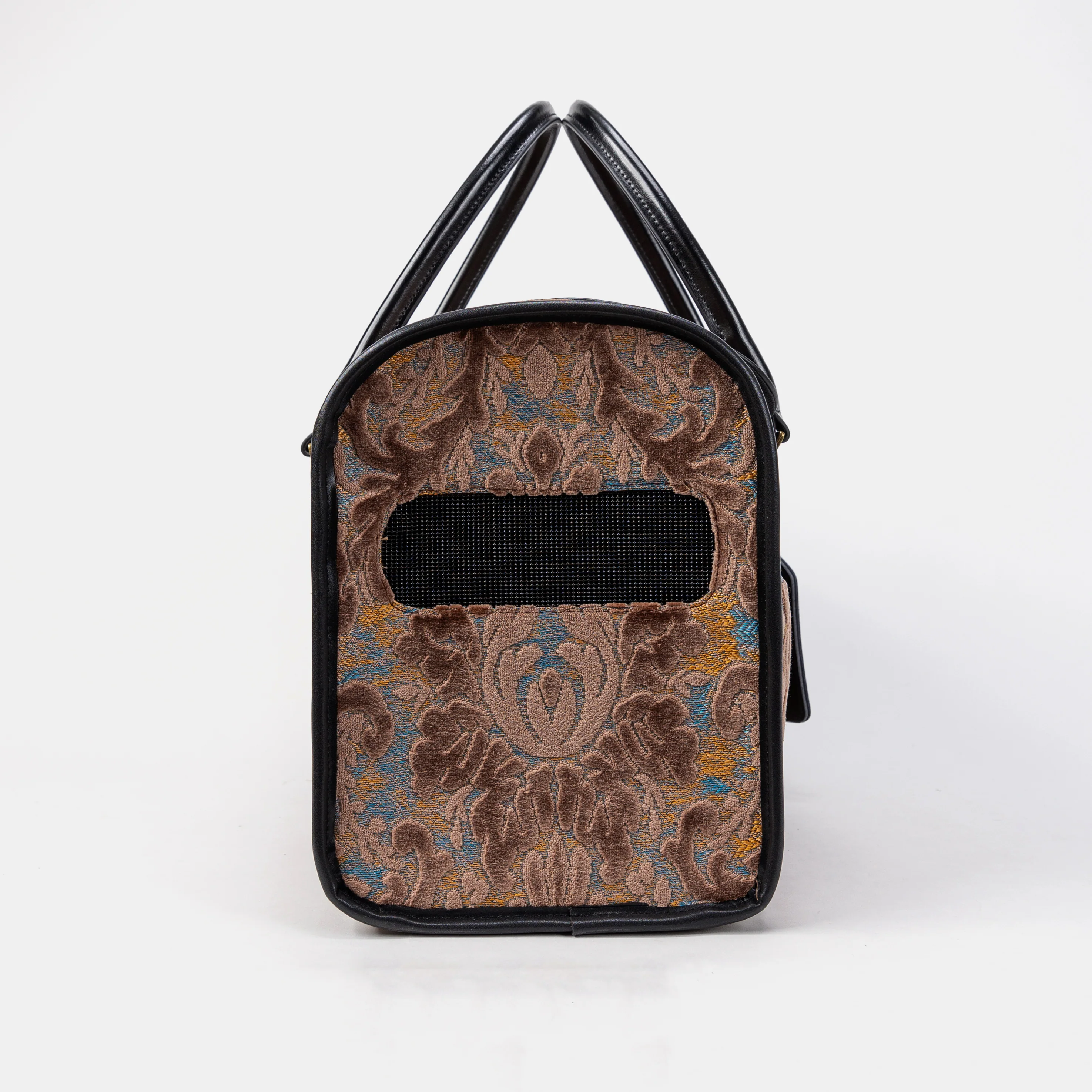 Travel Dog Carrier Bag Burnout Velvet Camel - Image 5