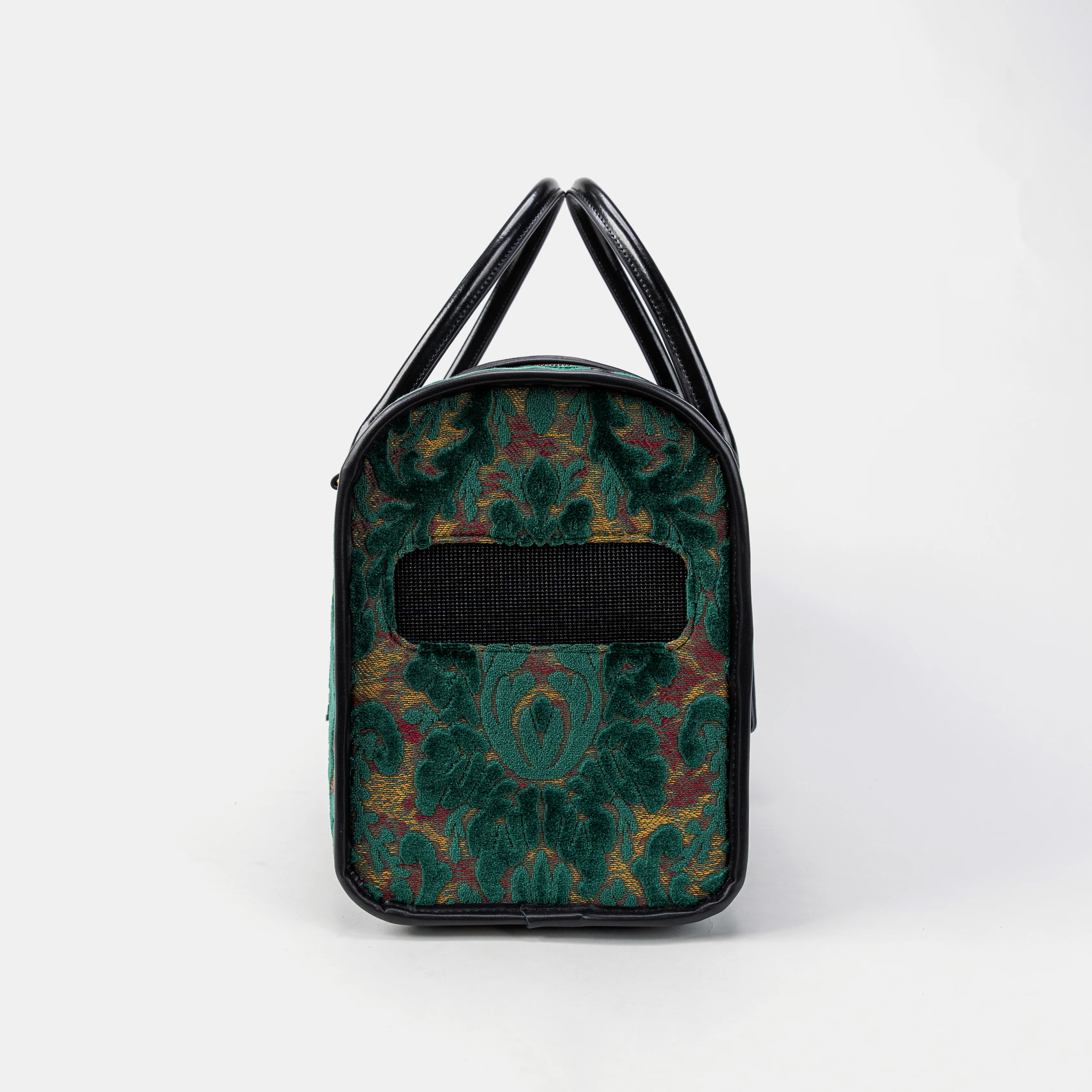 Travel Dog Carrier Bag Burnout Velvet Jade Green - Image 6