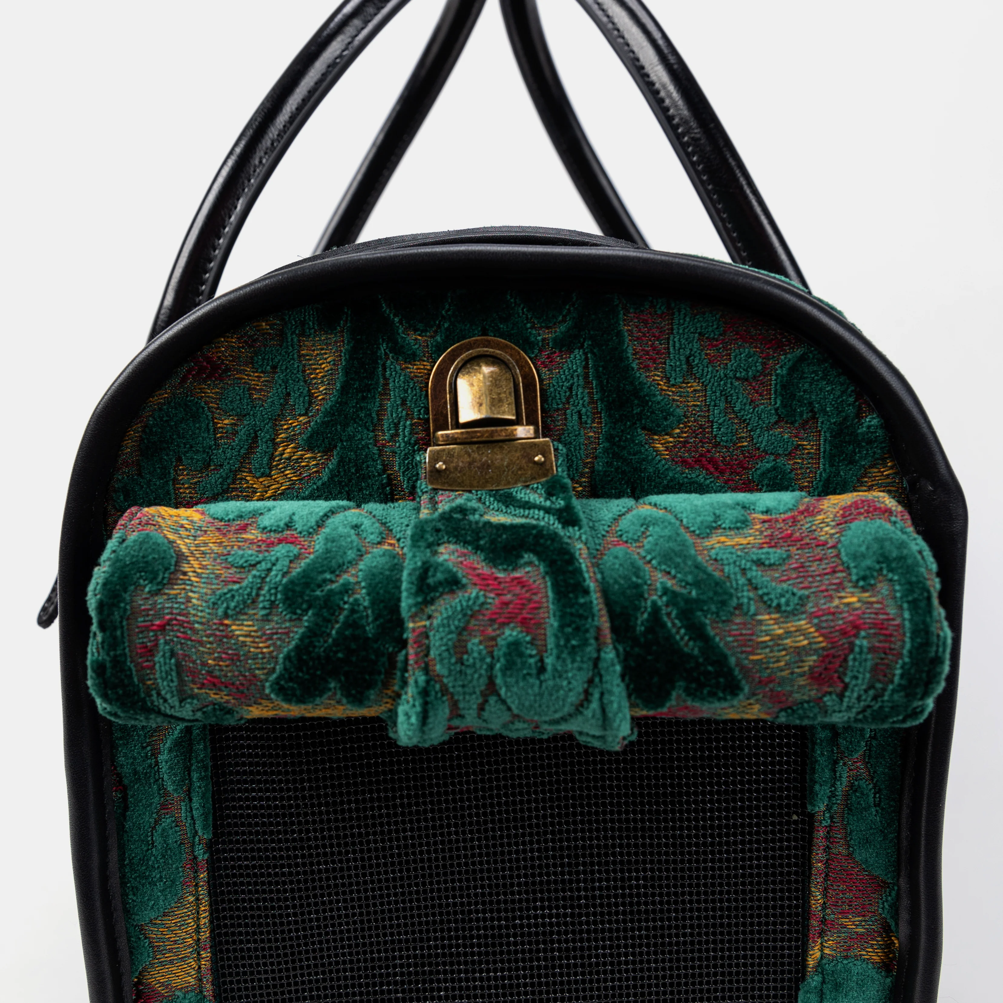 Travel Dog Carrier Bag Burnout Velvet Jade Green - Image 8