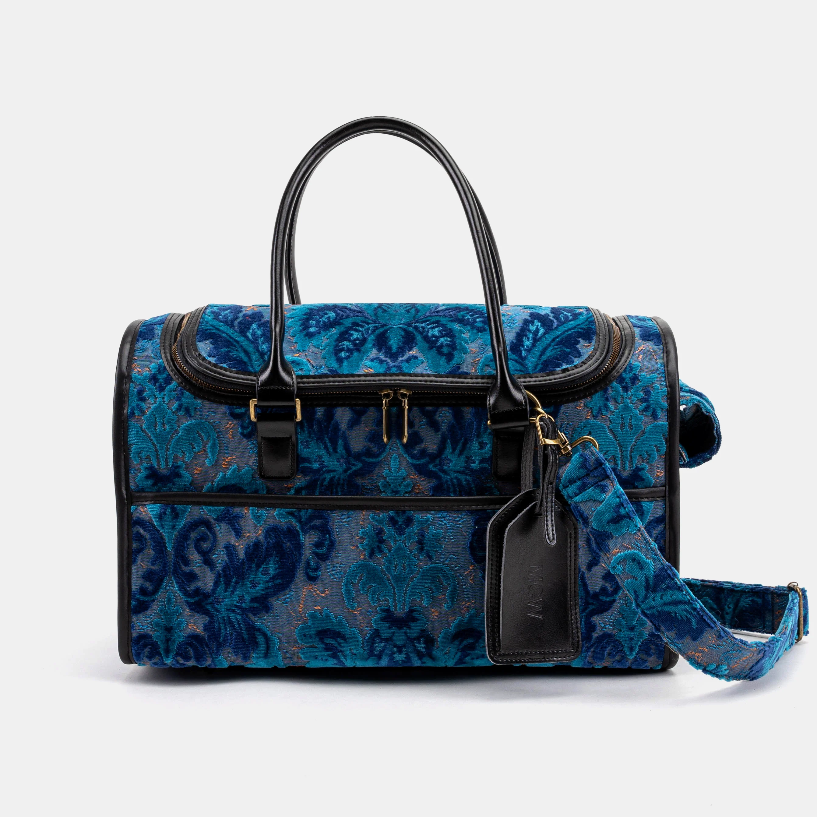 Travel Dog Carrier Bag Burnout Velvet Revival Aqua - Image 3