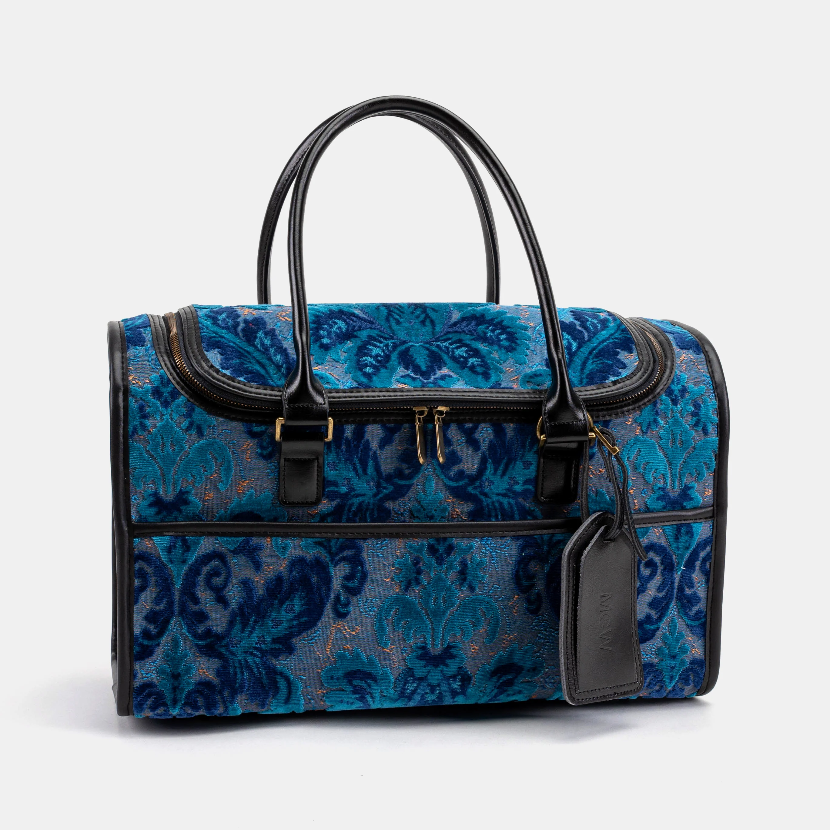 Travel Dog Carrier Bag Burnout Velvet Revival Aqua - Image 4