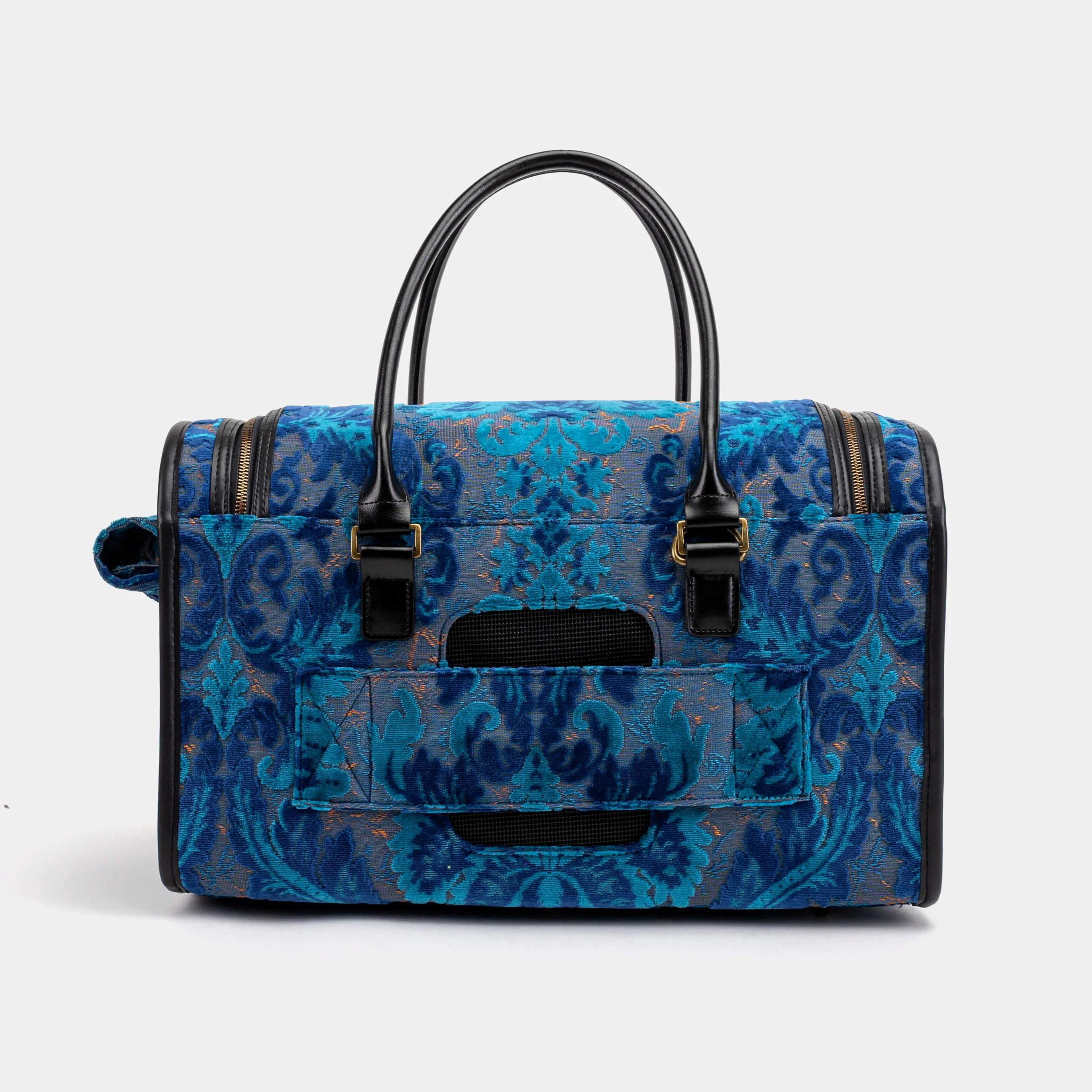Travel Dog Carrier Bag Burnout Velvet Revival Aqua - Image 5