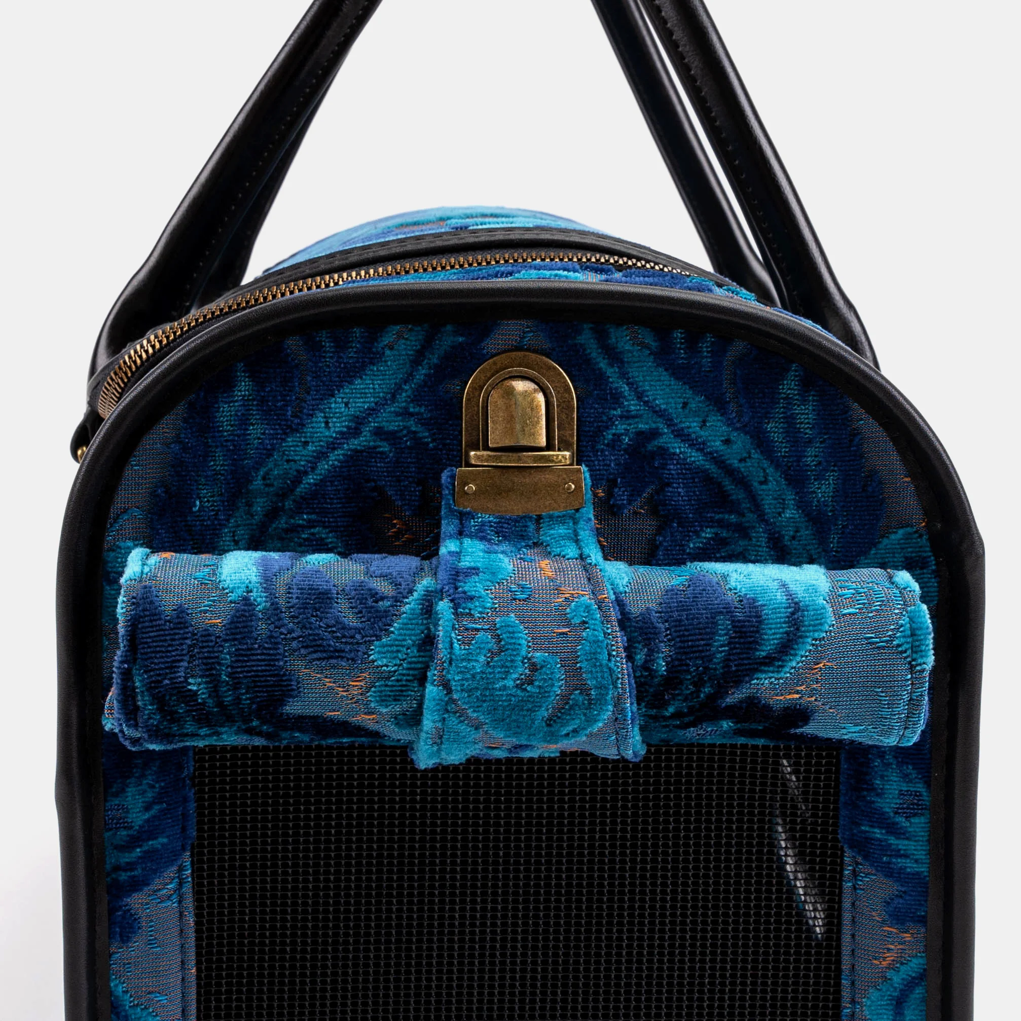 Travel Dog Carrier Bag Burnout Velvet Revival Aqua - Image 8