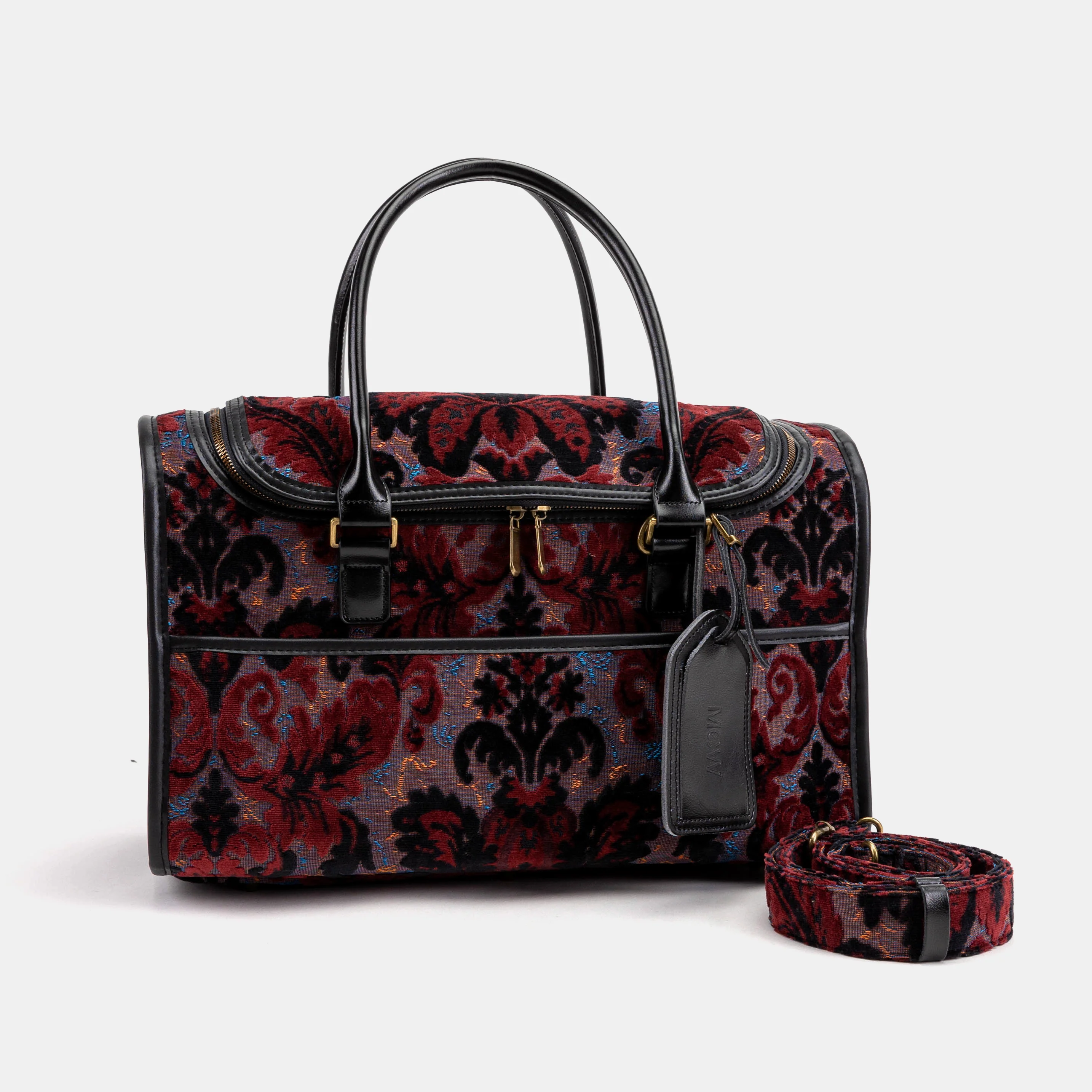 Travel Dog Carrier Bag Burnout Velvet Revival Sephia - Image 3