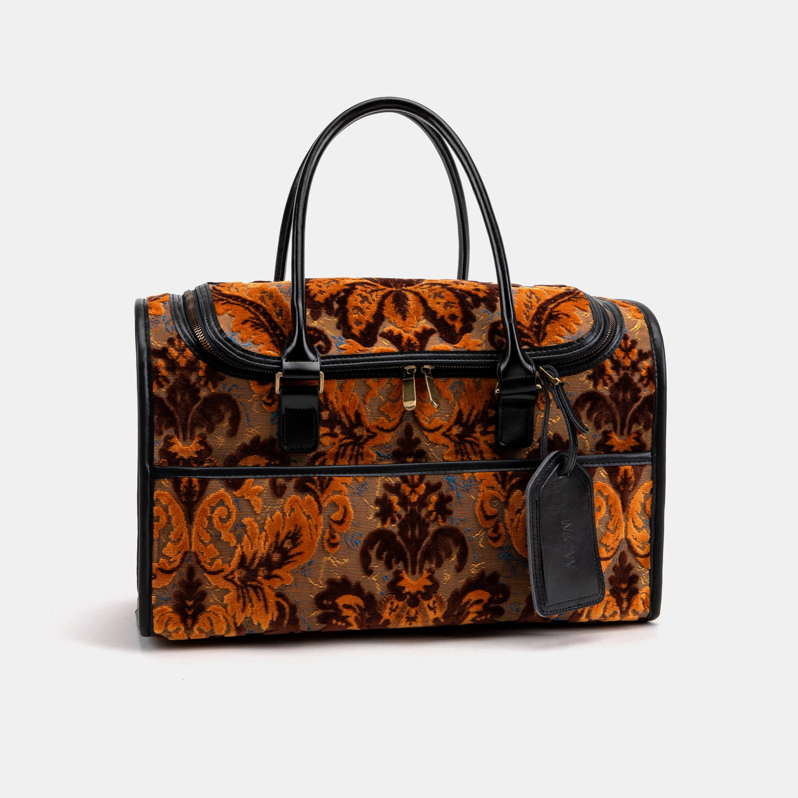 Travel Dog Carrier Bag Burnout Velvet Revival Sienna - Image 4