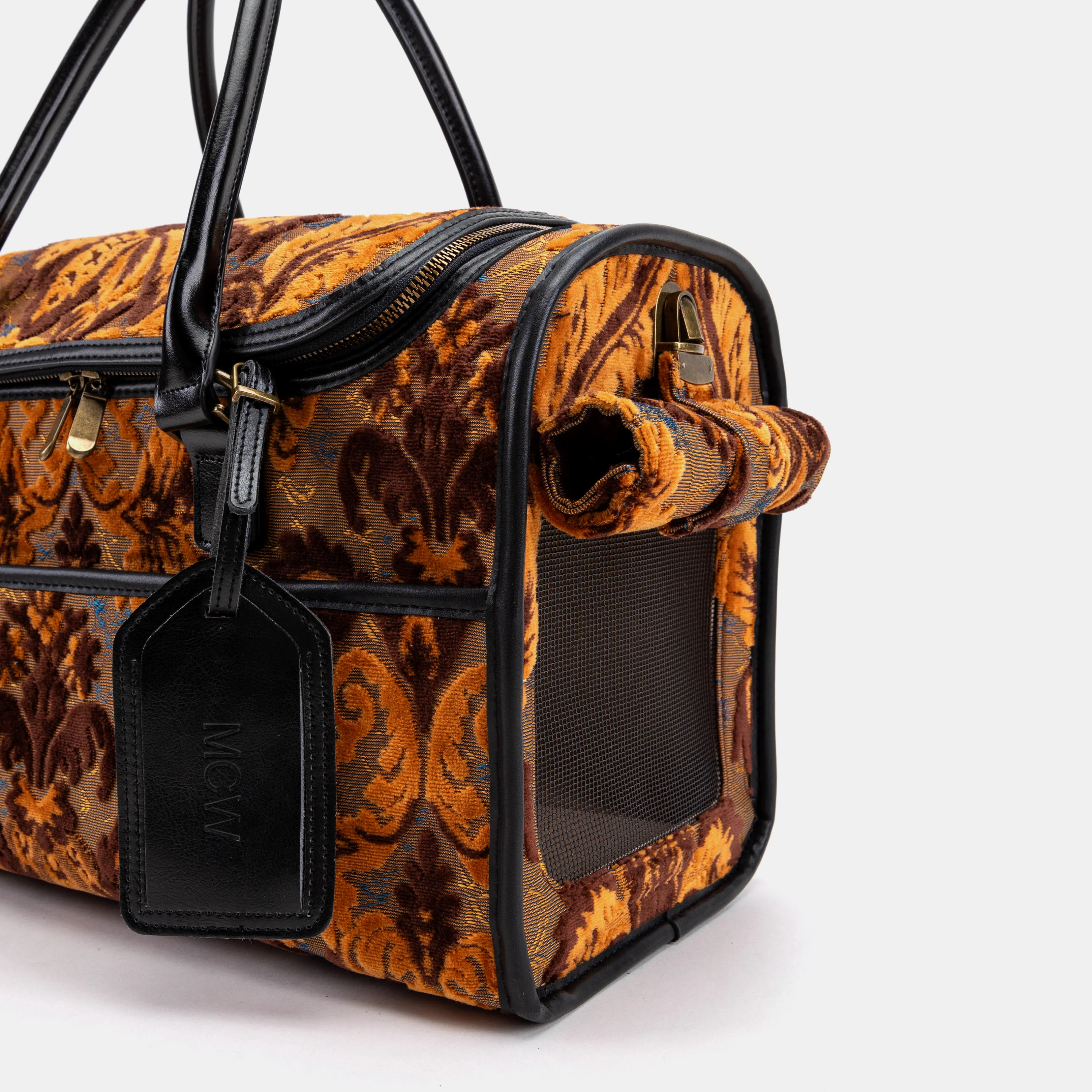 Travel Dog Carrier Bag Burnout Velvet Revival Sienna - Image 7