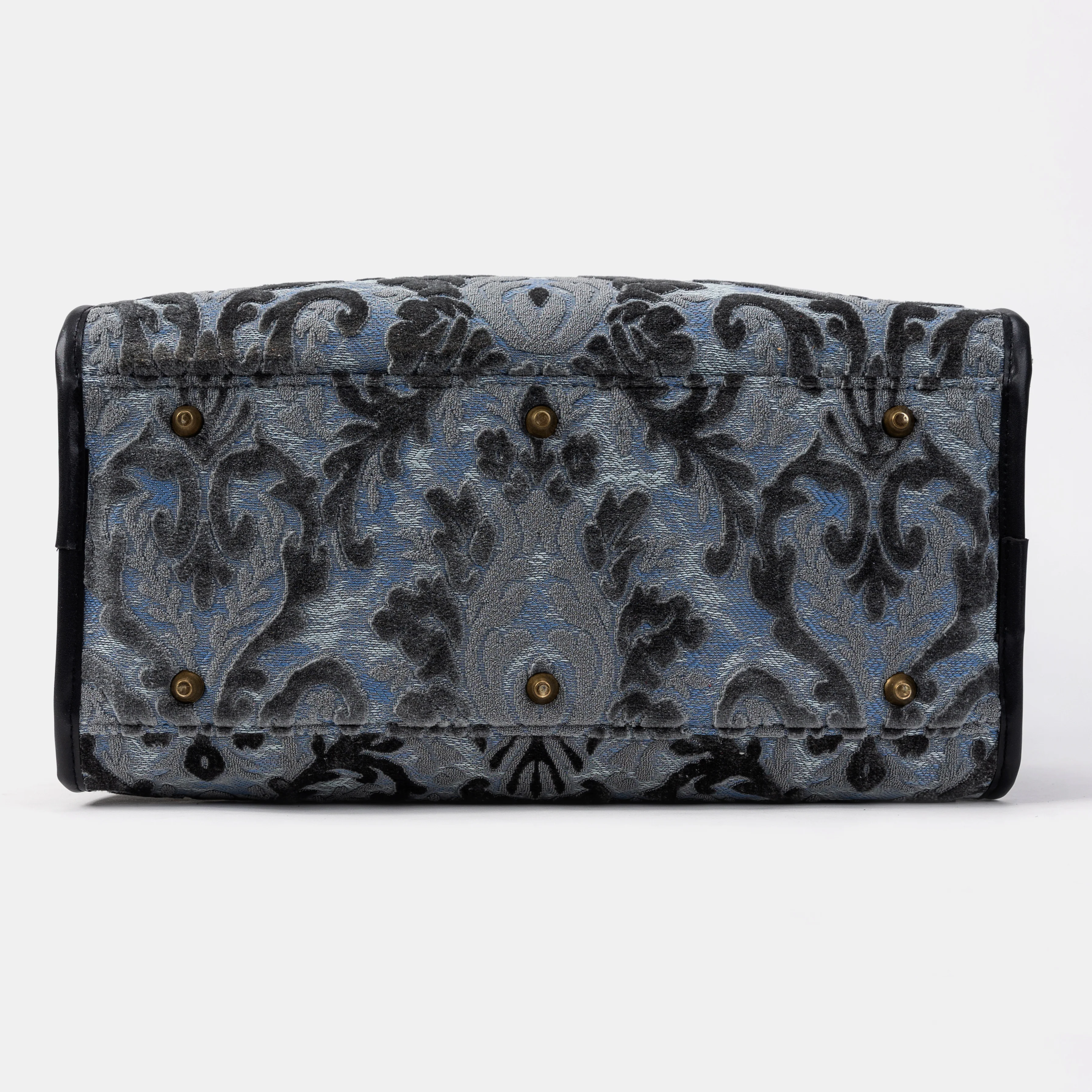Travel Dog Carrier Bag Burnout Velvet Steel Blue - Image 9