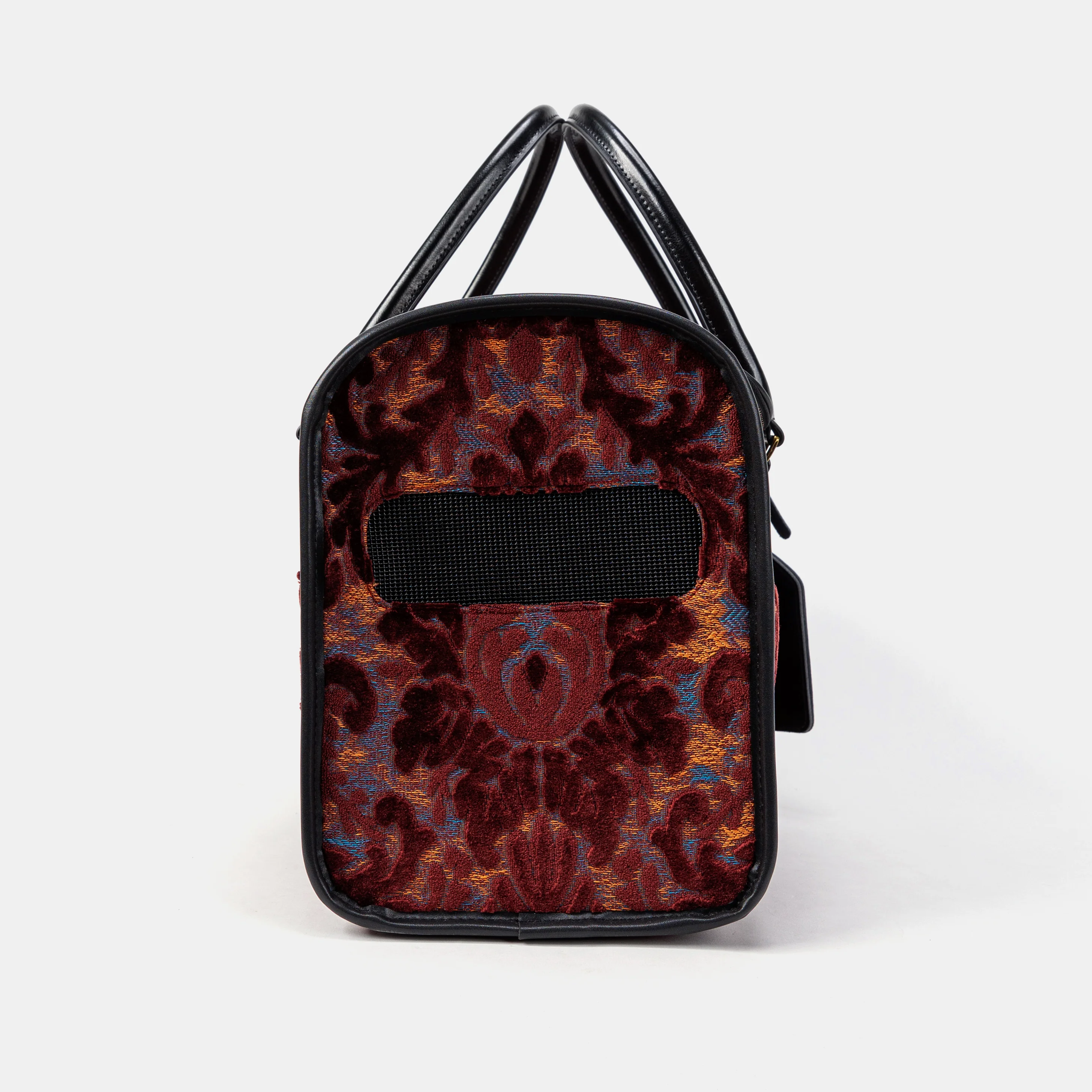 Travel Dog Carrier Bag Burnout Velvet Wine - Image 5