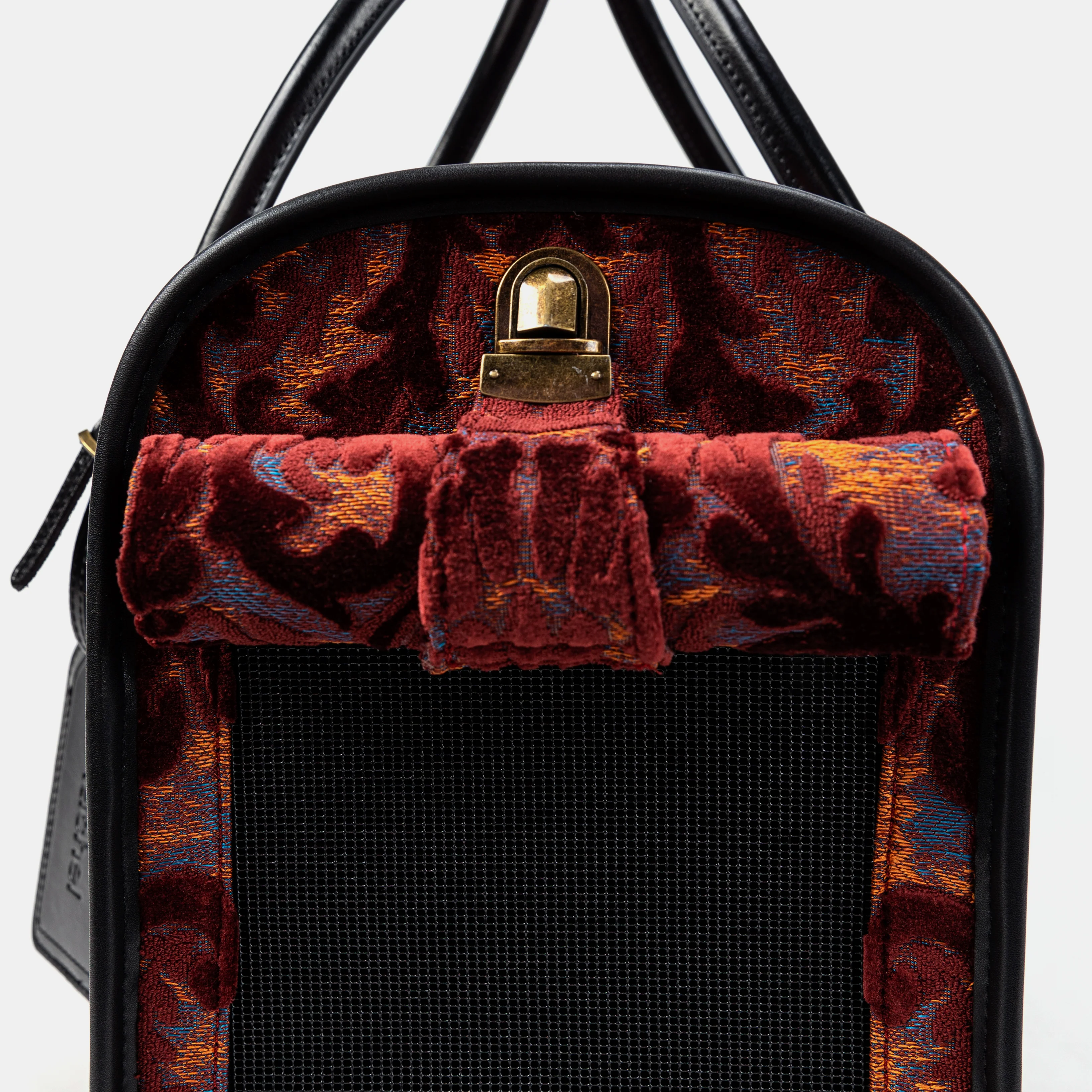Travel Dog Carrier Bag Burnout Velvet Wine - Image 6