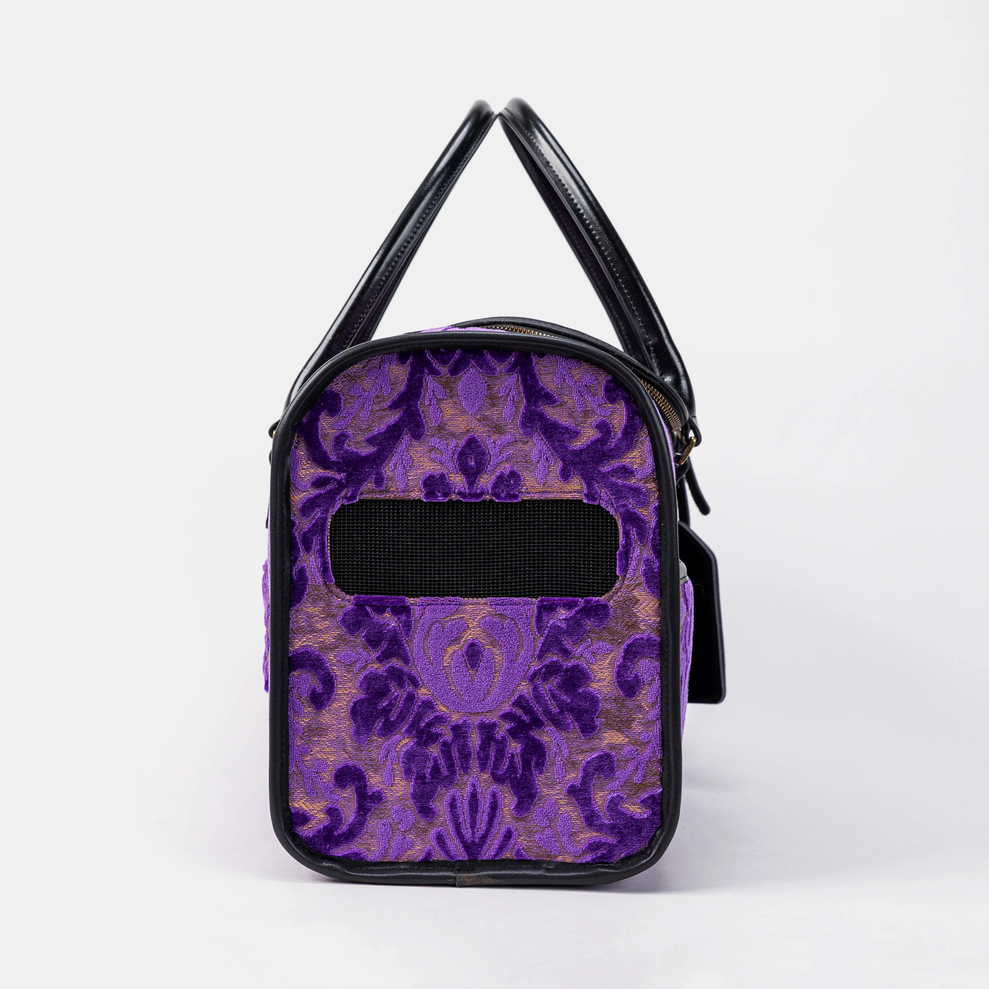 Travel Dog Carrier Bag Burnout Velvet Purple - Image 5