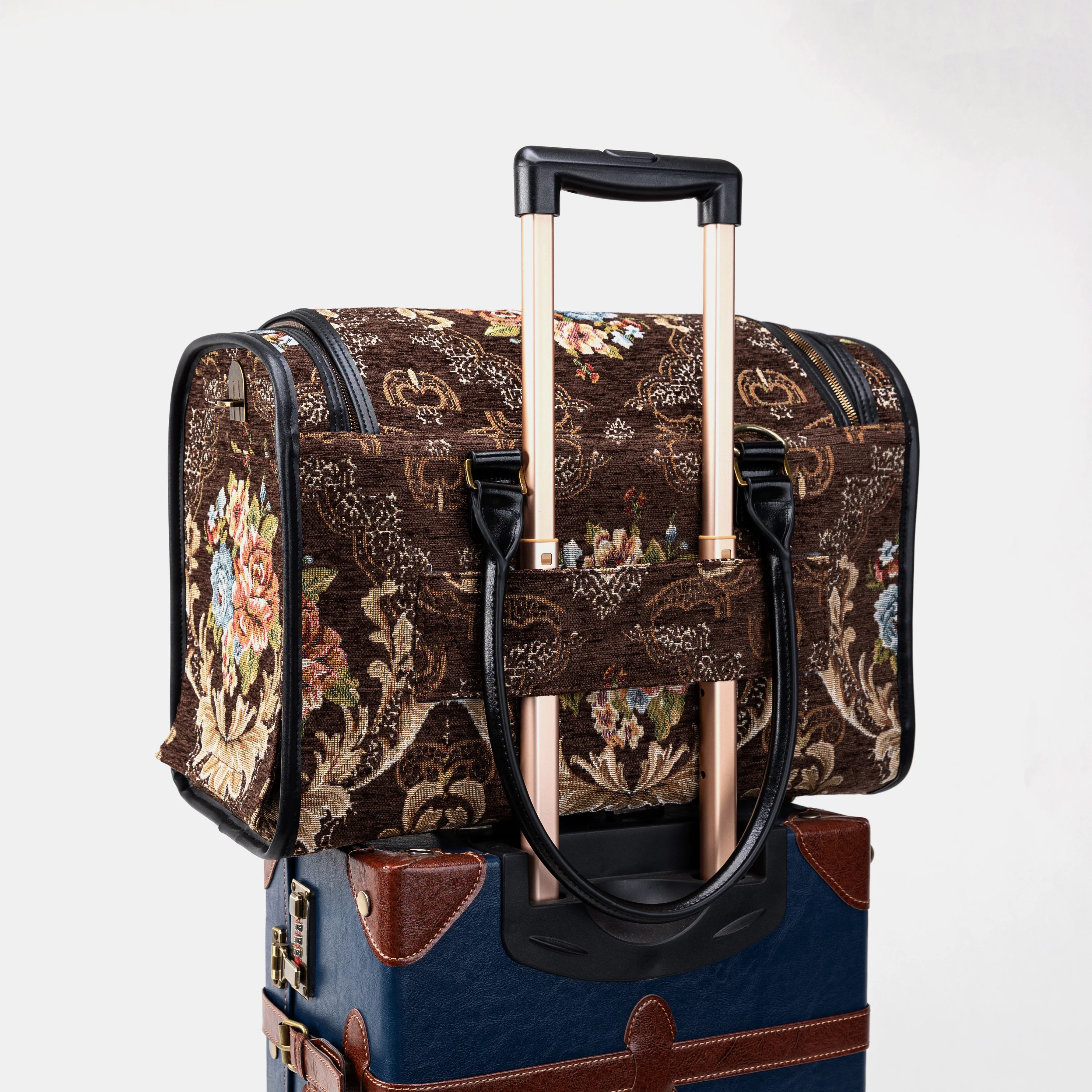 Travel Dog Carrier Bag Floral Brown - Image 11