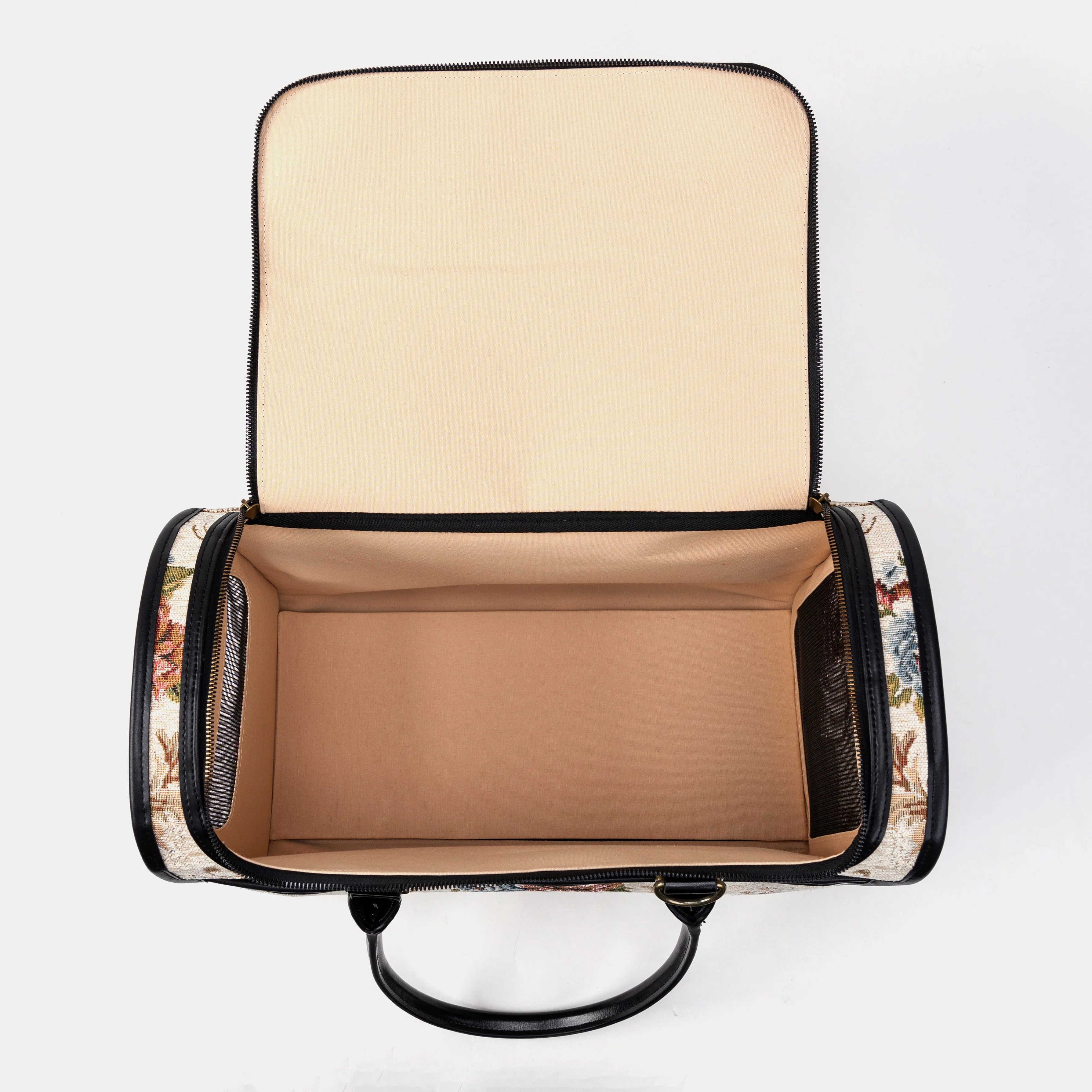 Travel Dog Carrier Bag Floral Cream - Image 9