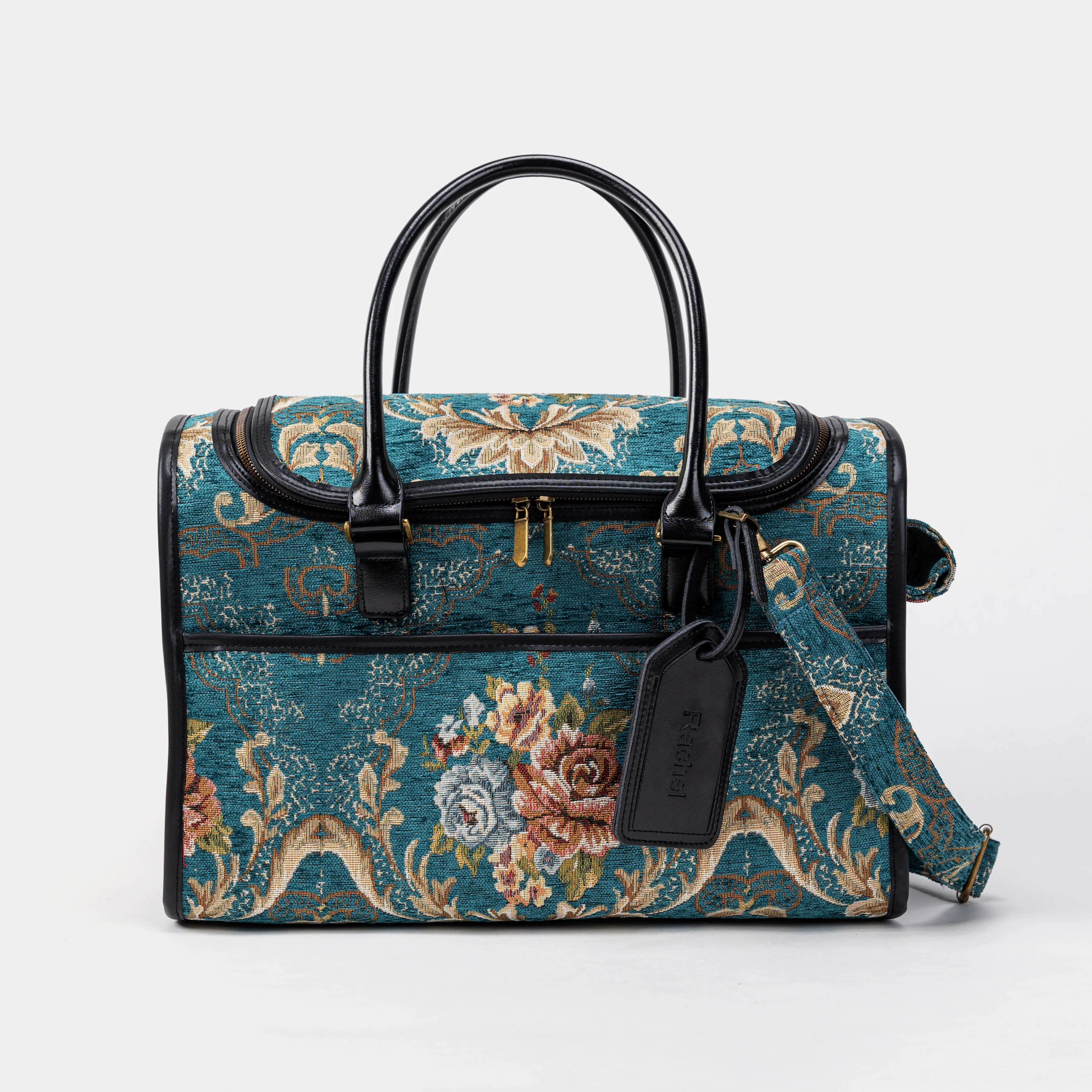 Travel Dog Carrier Bag Floral Teal - Image 3