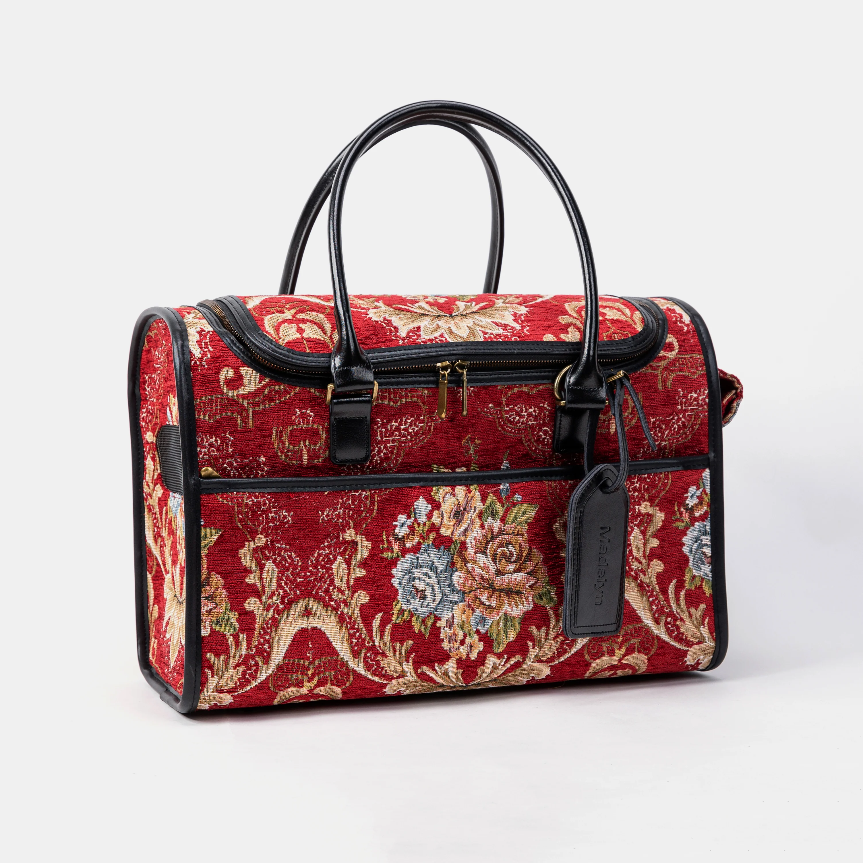 Travel Dog Carrier Bag Floral Red - Image 4
