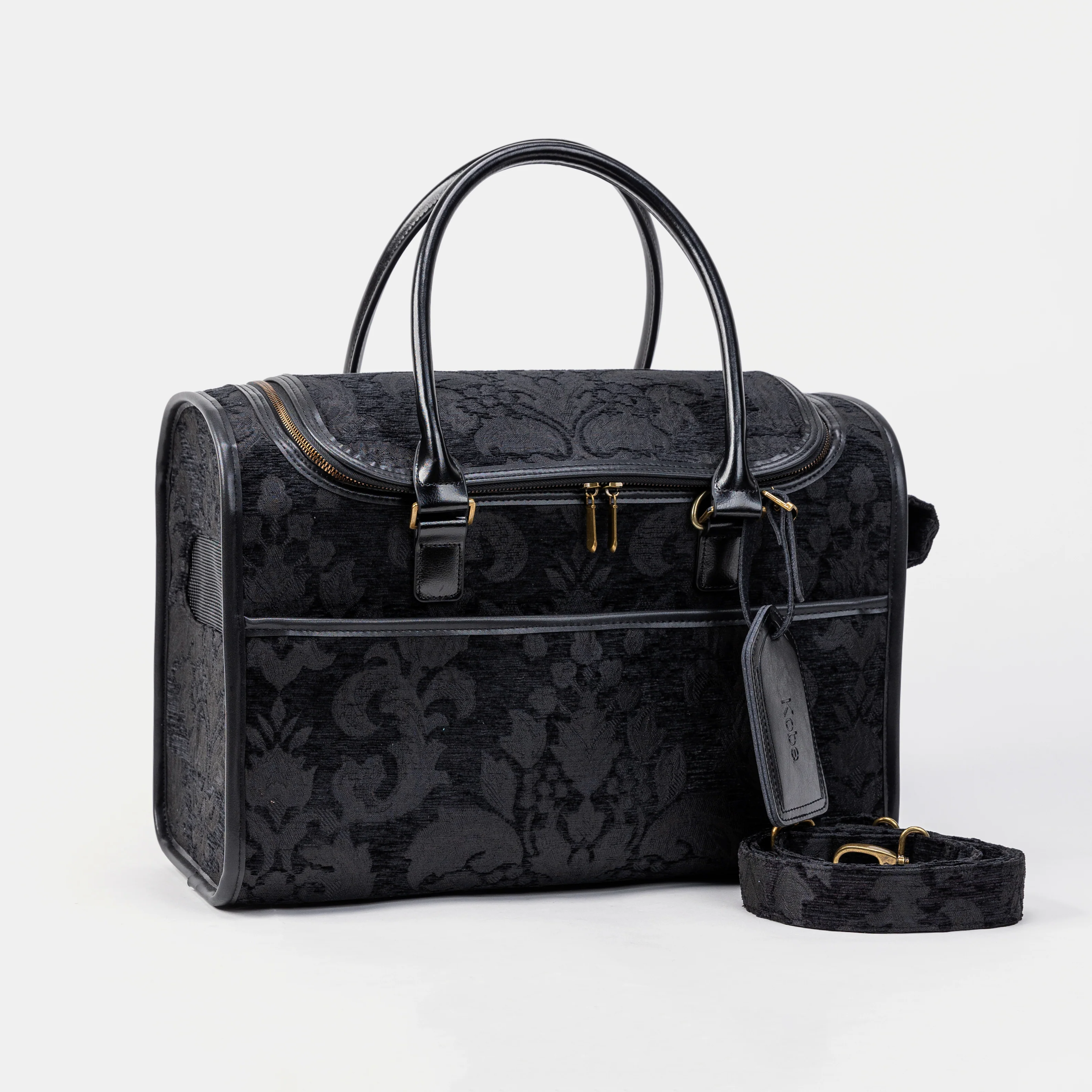 Travel Dog Carrier Bag Victorian Blossom Black/Black - Image 2