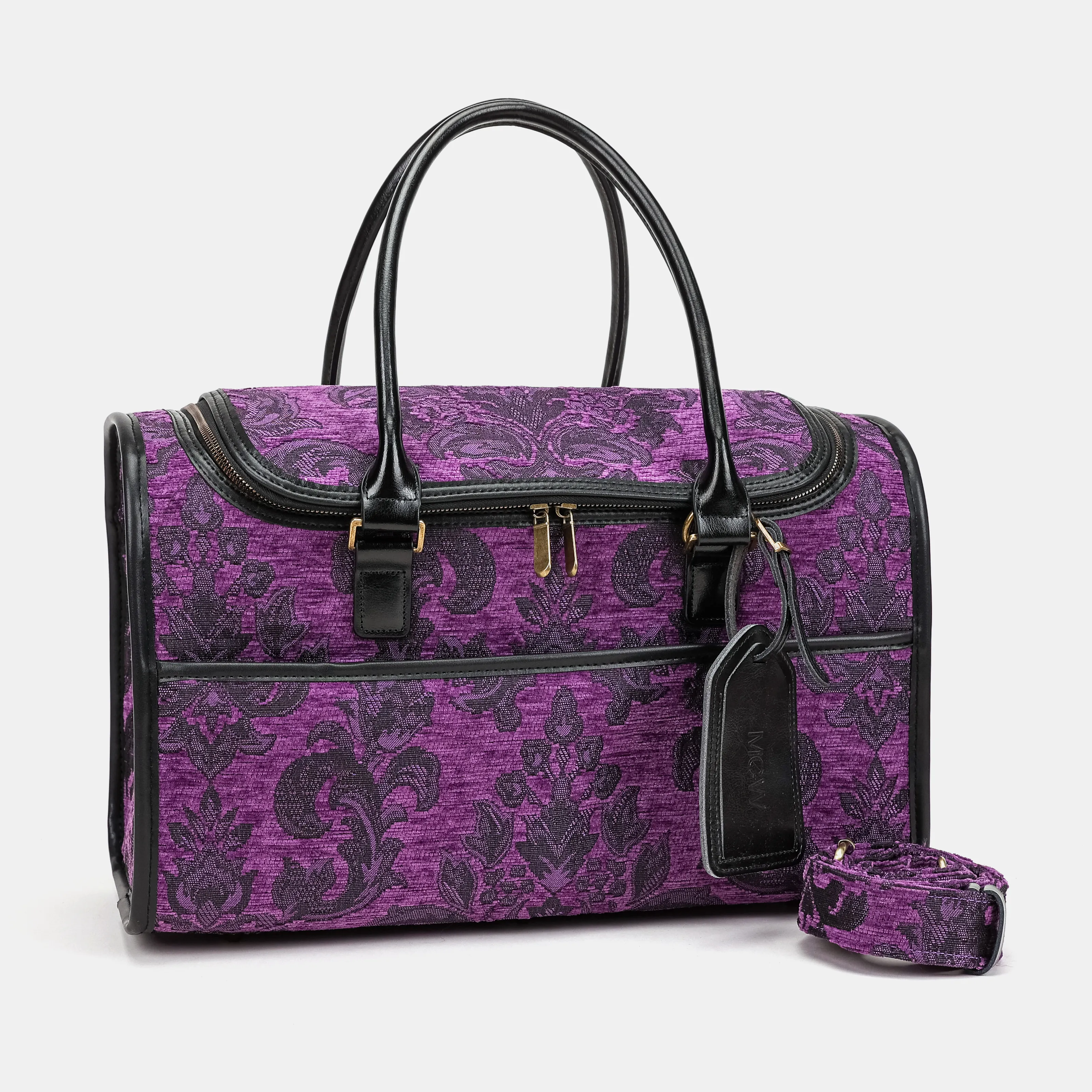 Travel Dog Carrier Bag Victorian Blossom Purple - Image 2