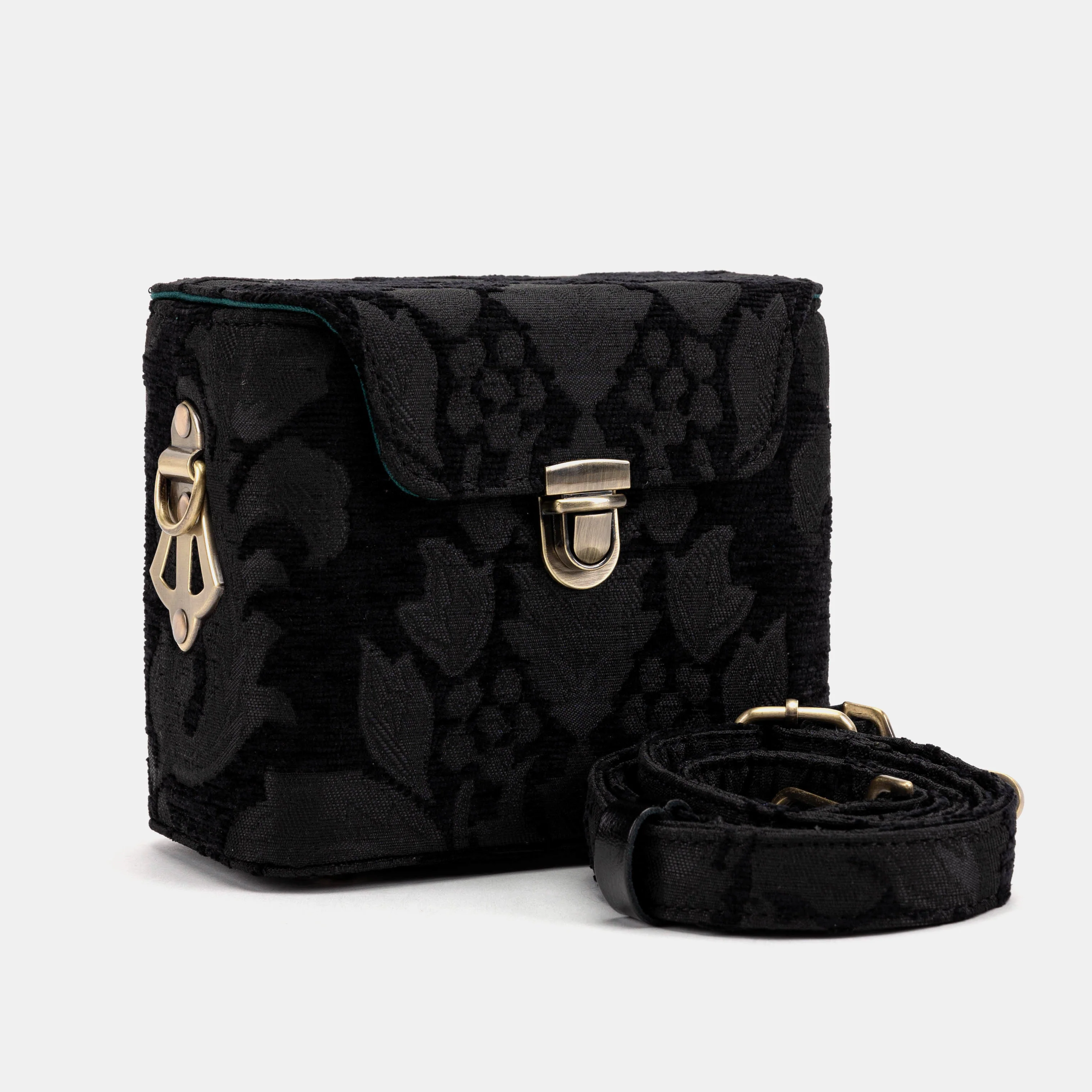 Victorian Blossom Black/Black Emma Small Train Case Crossbody - Image 2