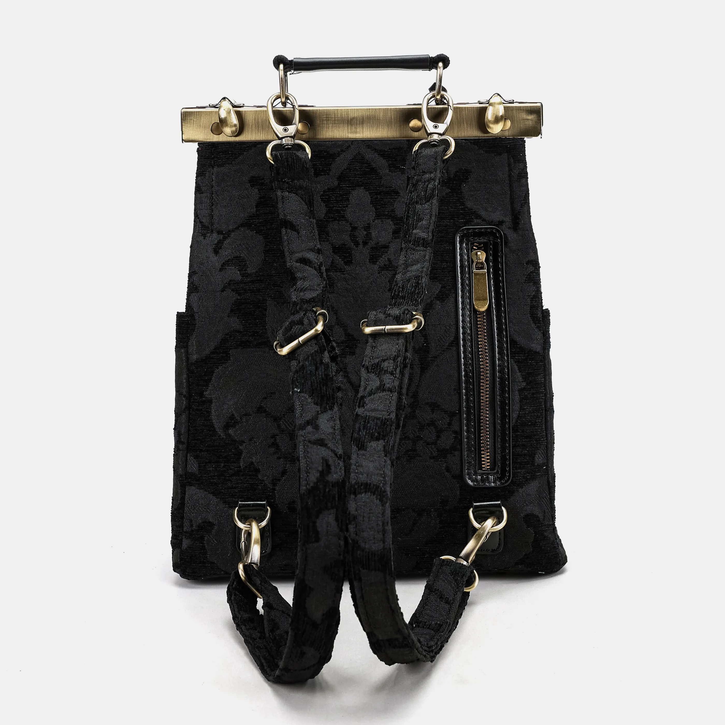 Victorian Blossom Black/Black Helena Carpet Backpack Gladstone Bag - Image 5