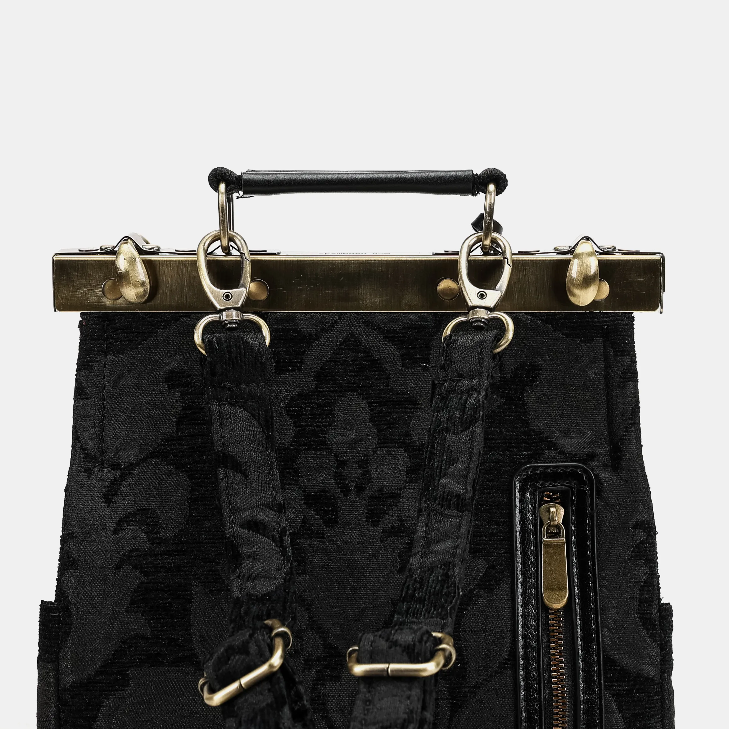 Victorian Blossom Black/Black Helena Carpet Backpack Gladstone Bag - Image 6