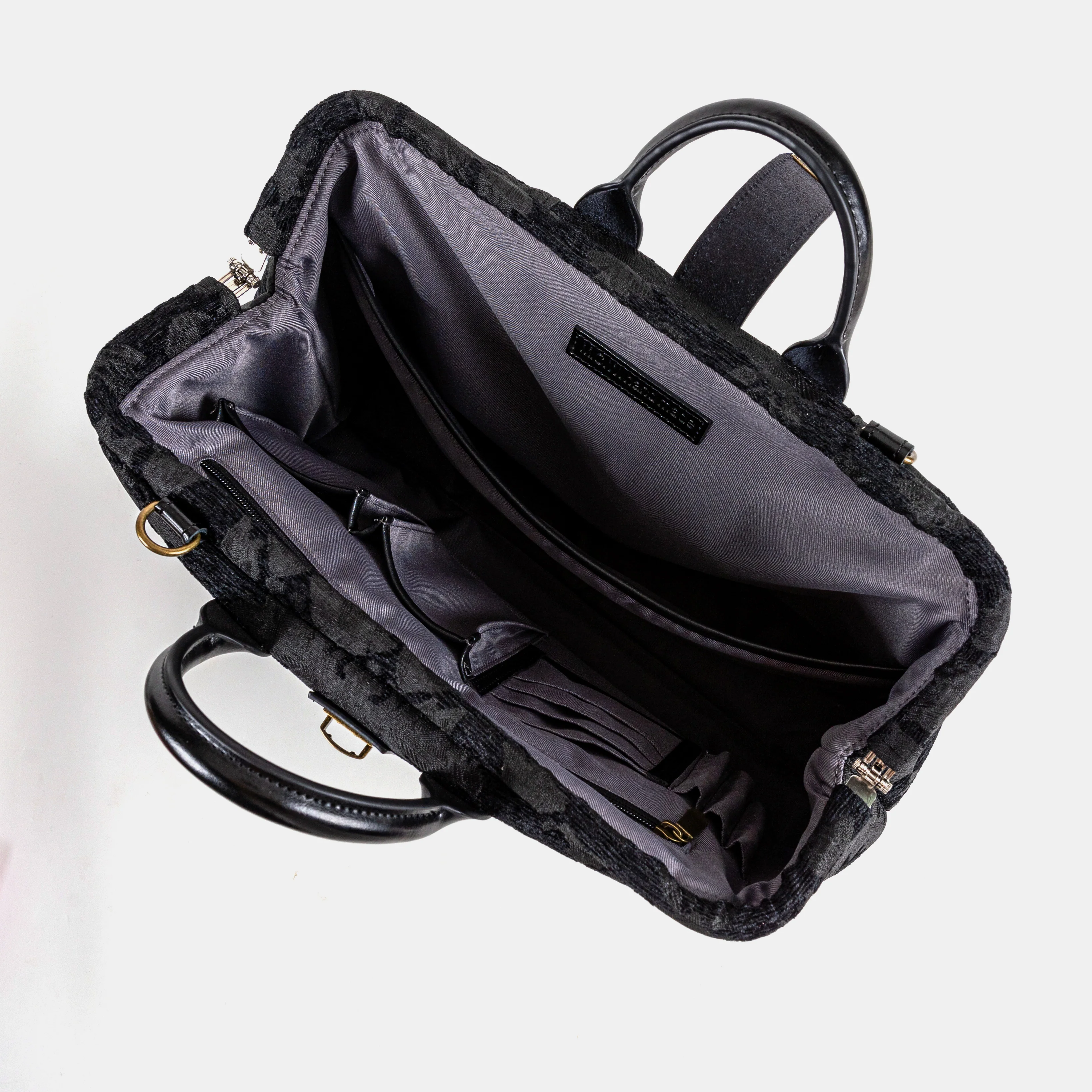 Victorian Blossom Black/Black Laptop Work Bag - Image 5
