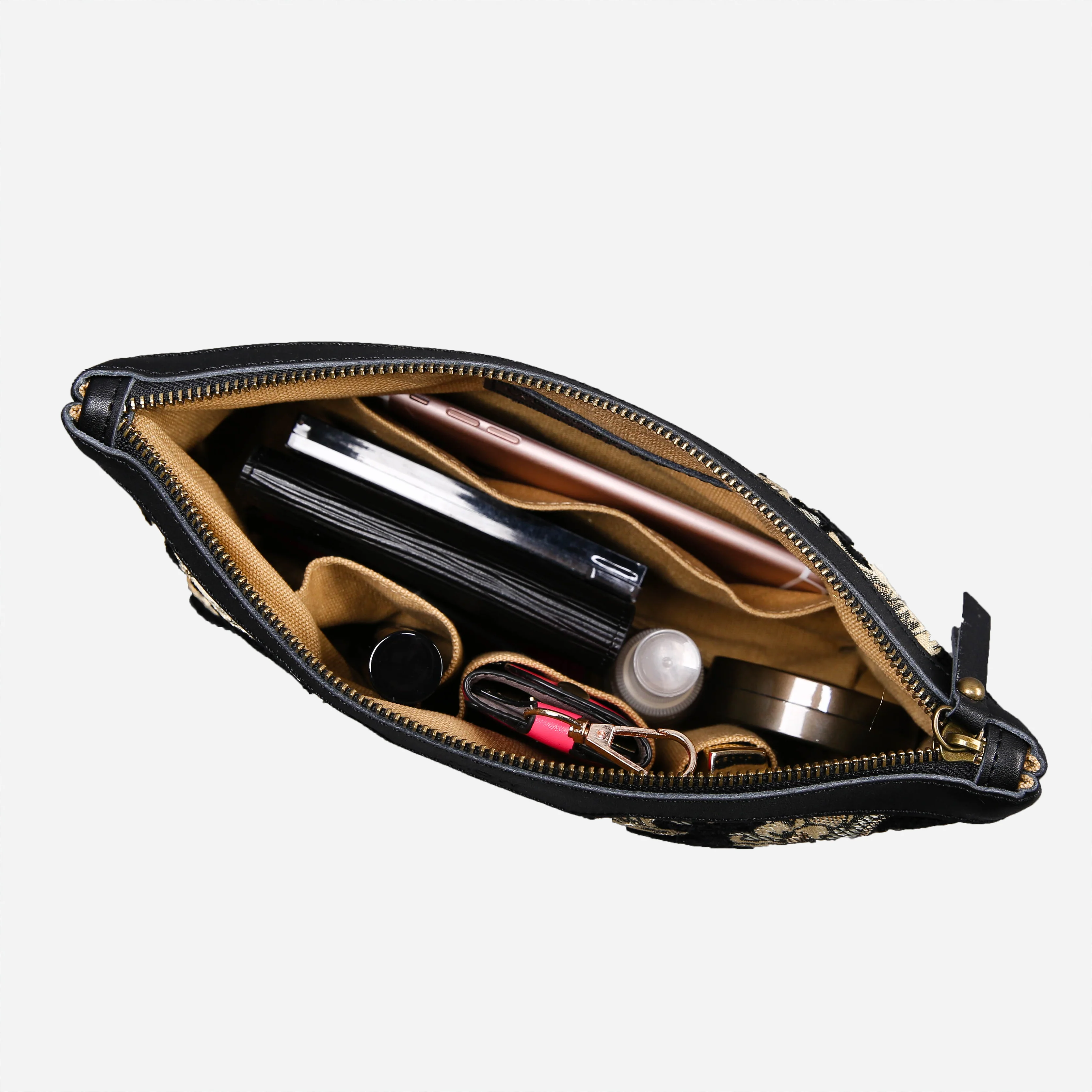 Victorian Blossom Black/Gold Carpet Makeup Bag - Image 6