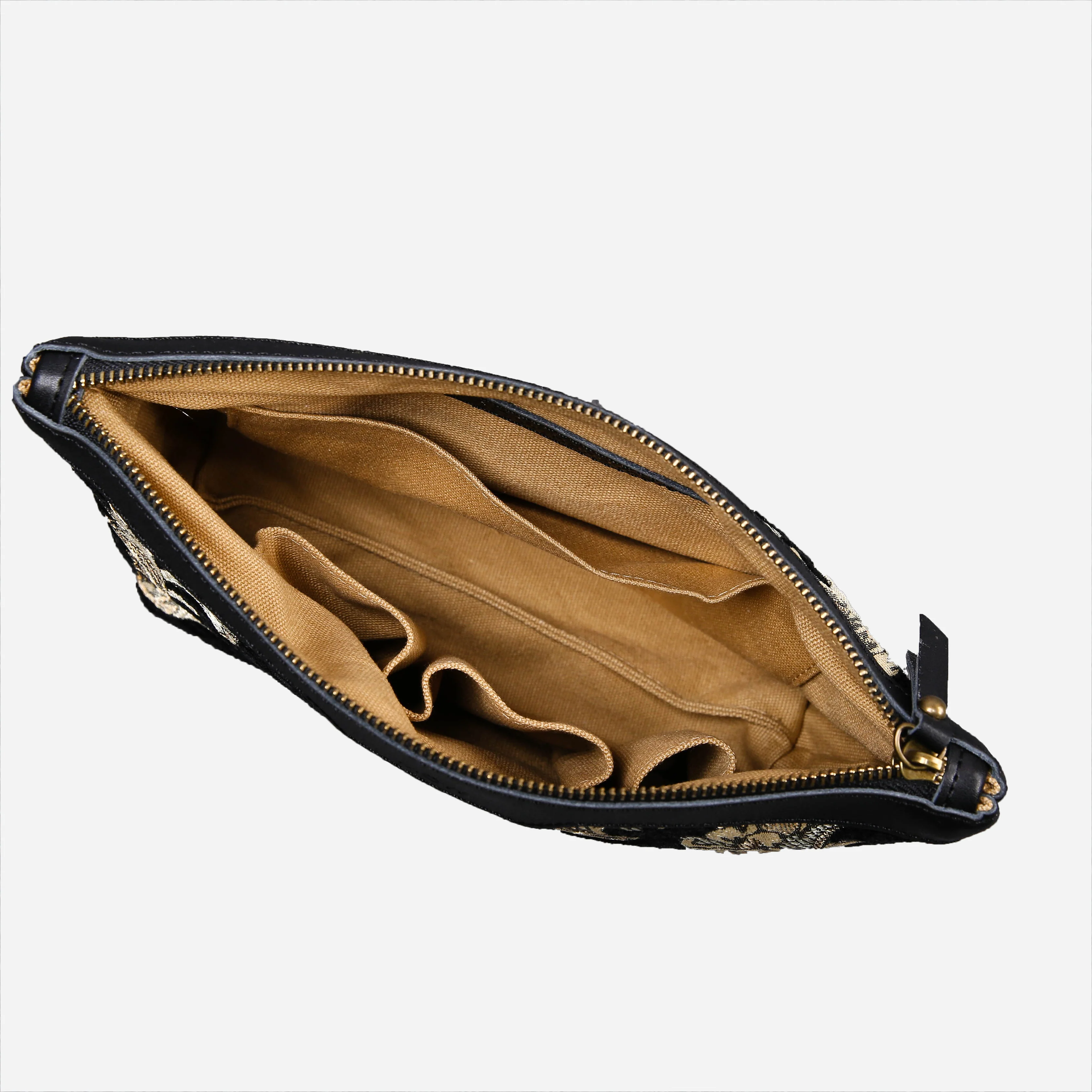 Victorian Blossom Black/Gold Carpet Makeup Bag - Image 7