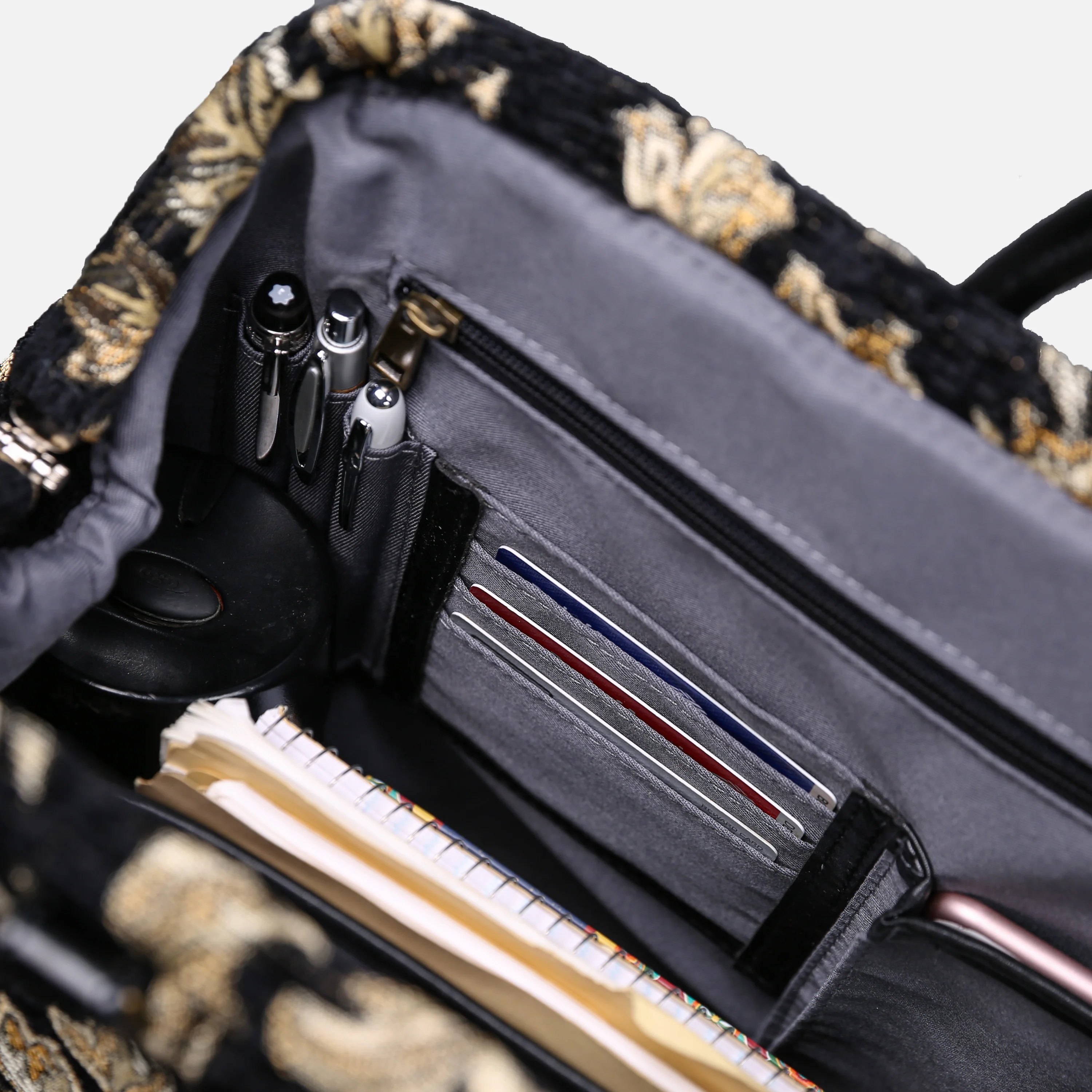 Victorian Blossom Black/Gold Laptop Work Bag - Image 11