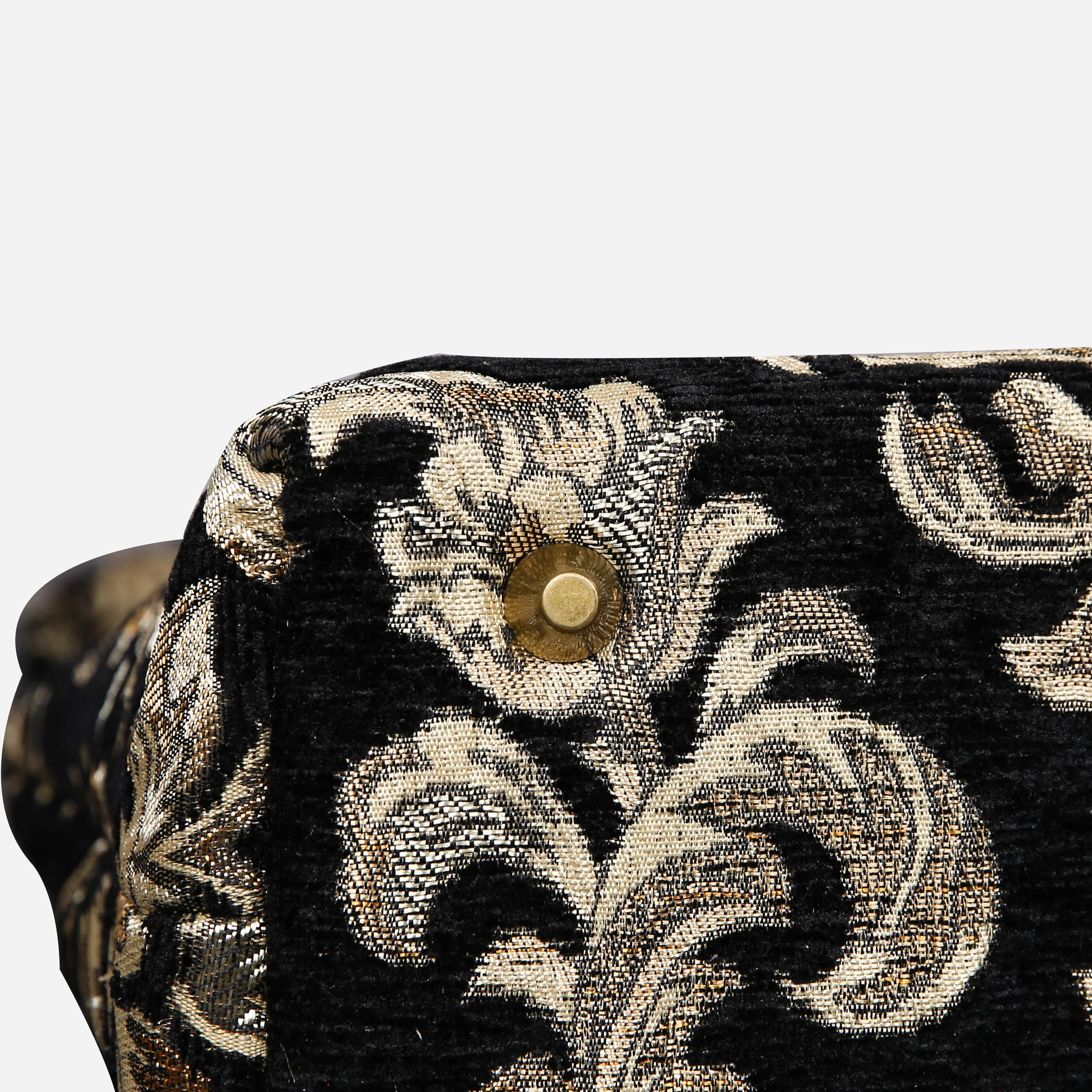 Victorian Blossom Black/Gold Tuck Lock Carpet Satchel - Image 6