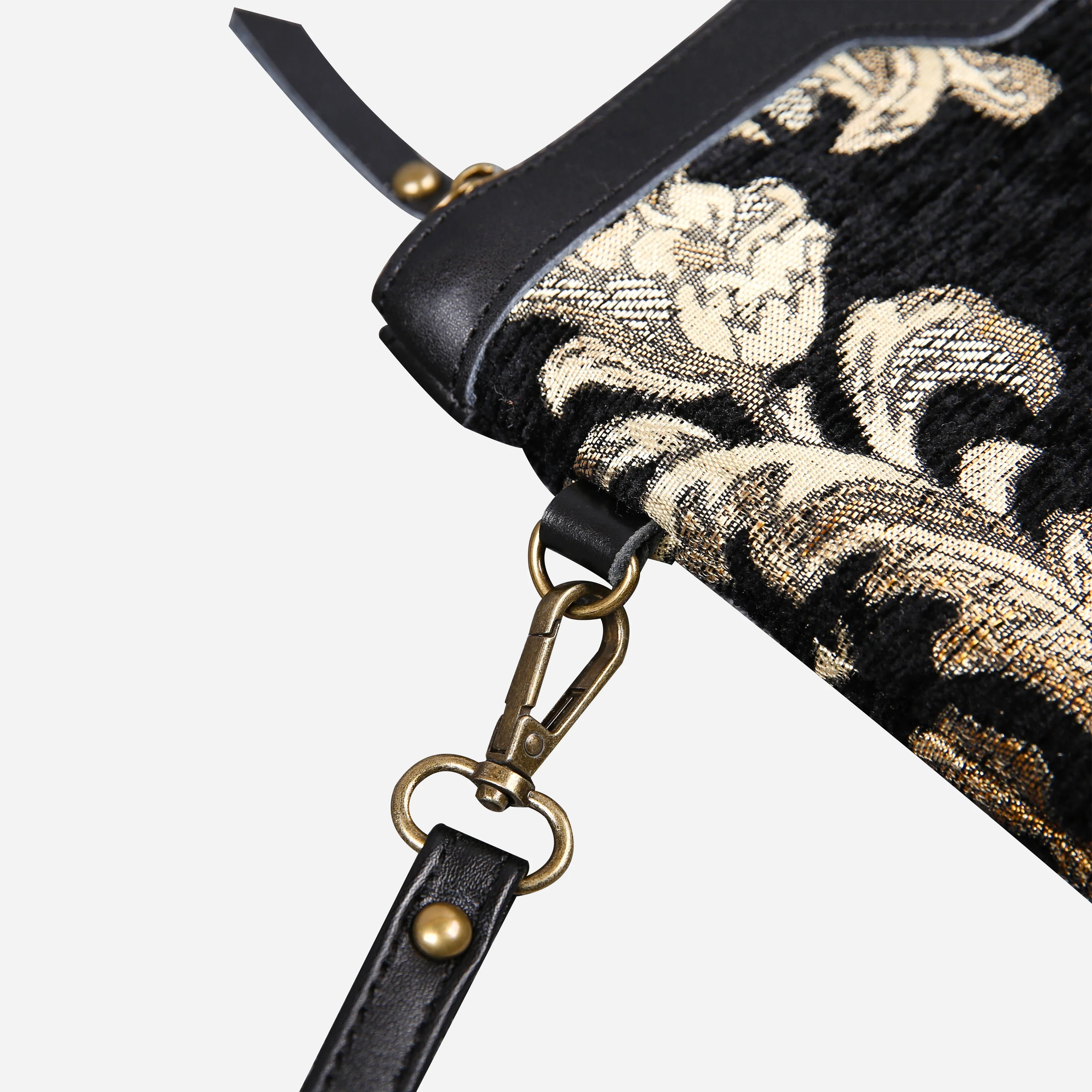 Victorian Blossom Black/Gold Wristlet Clutch - Image 4