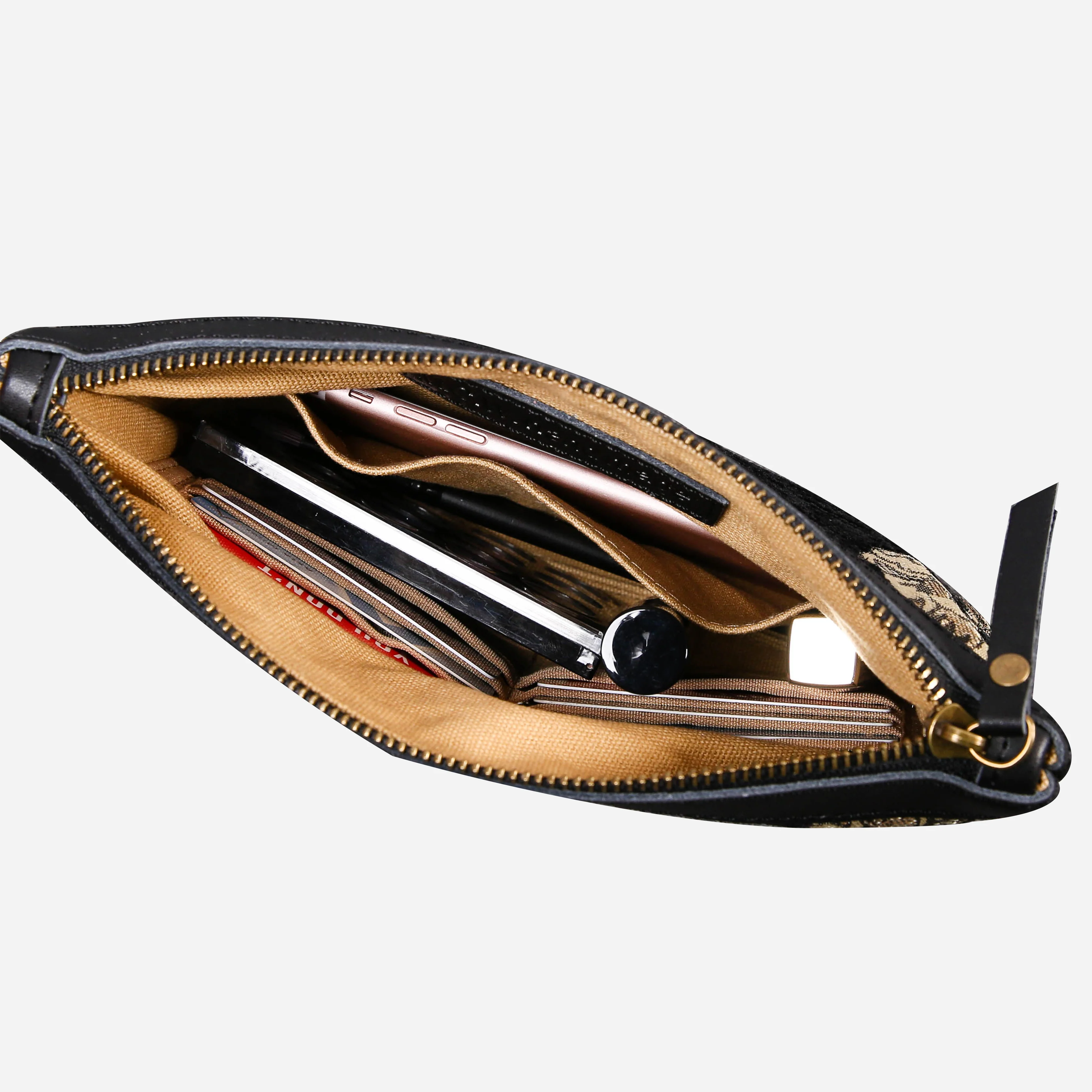 Victorian Blossom Black/Gold Wristlet Clutch - Image 6