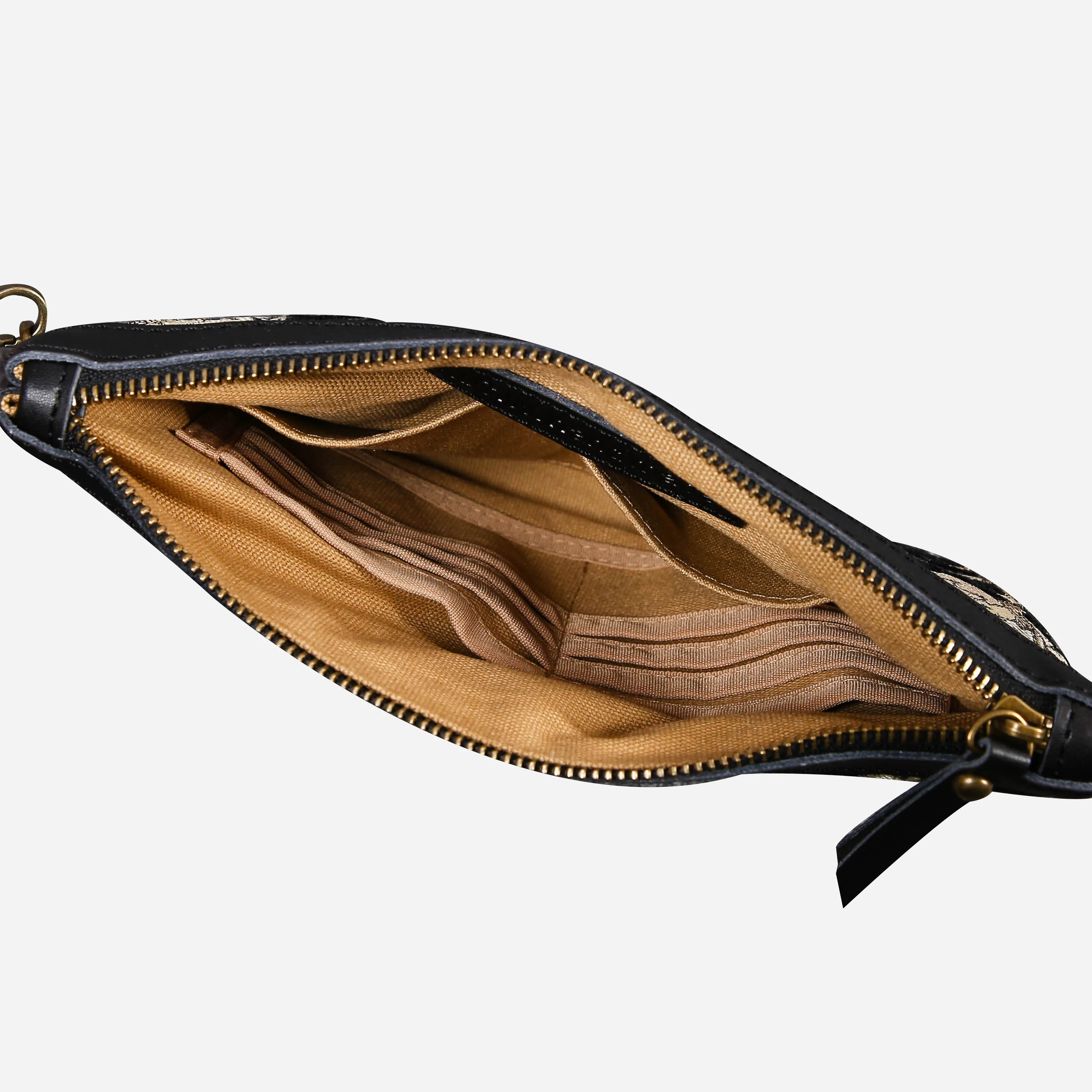 Victorian Blossom Black/Gold Wristlet Clutch - Image 7