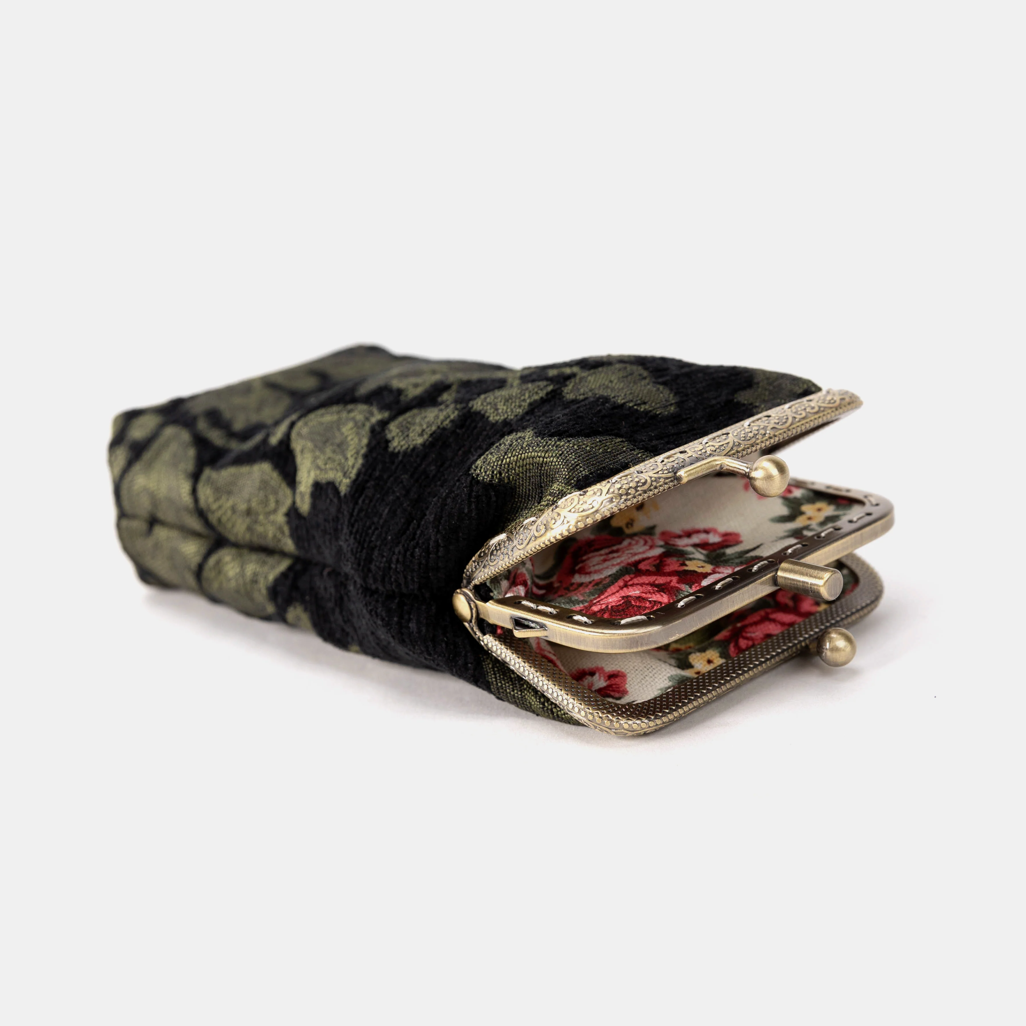 Victorian Blossom Black/Green Carpet Eyeglasses Case - Image 2