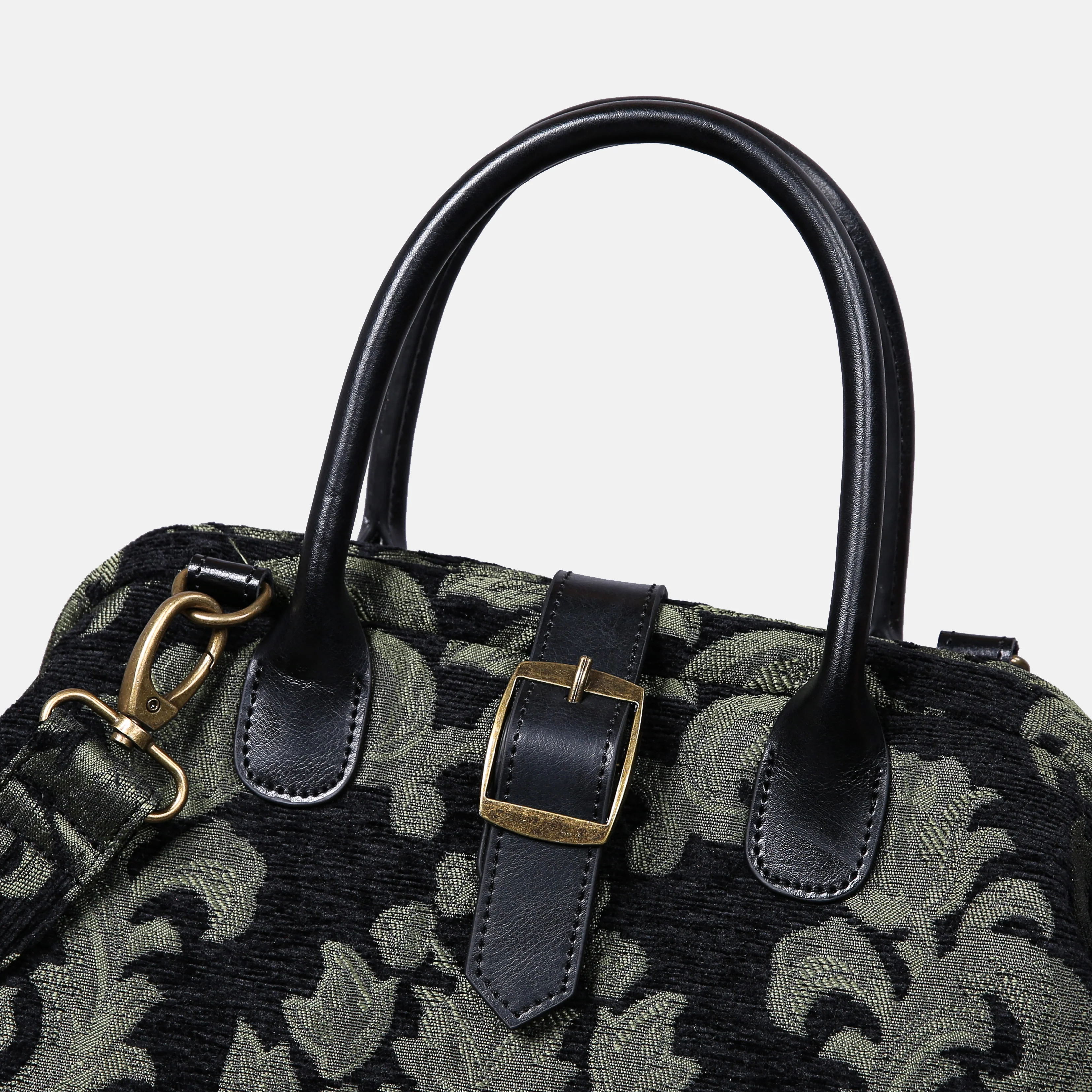 Victorian Blossom Black/Green Carpet Handbag Purse - Image 4