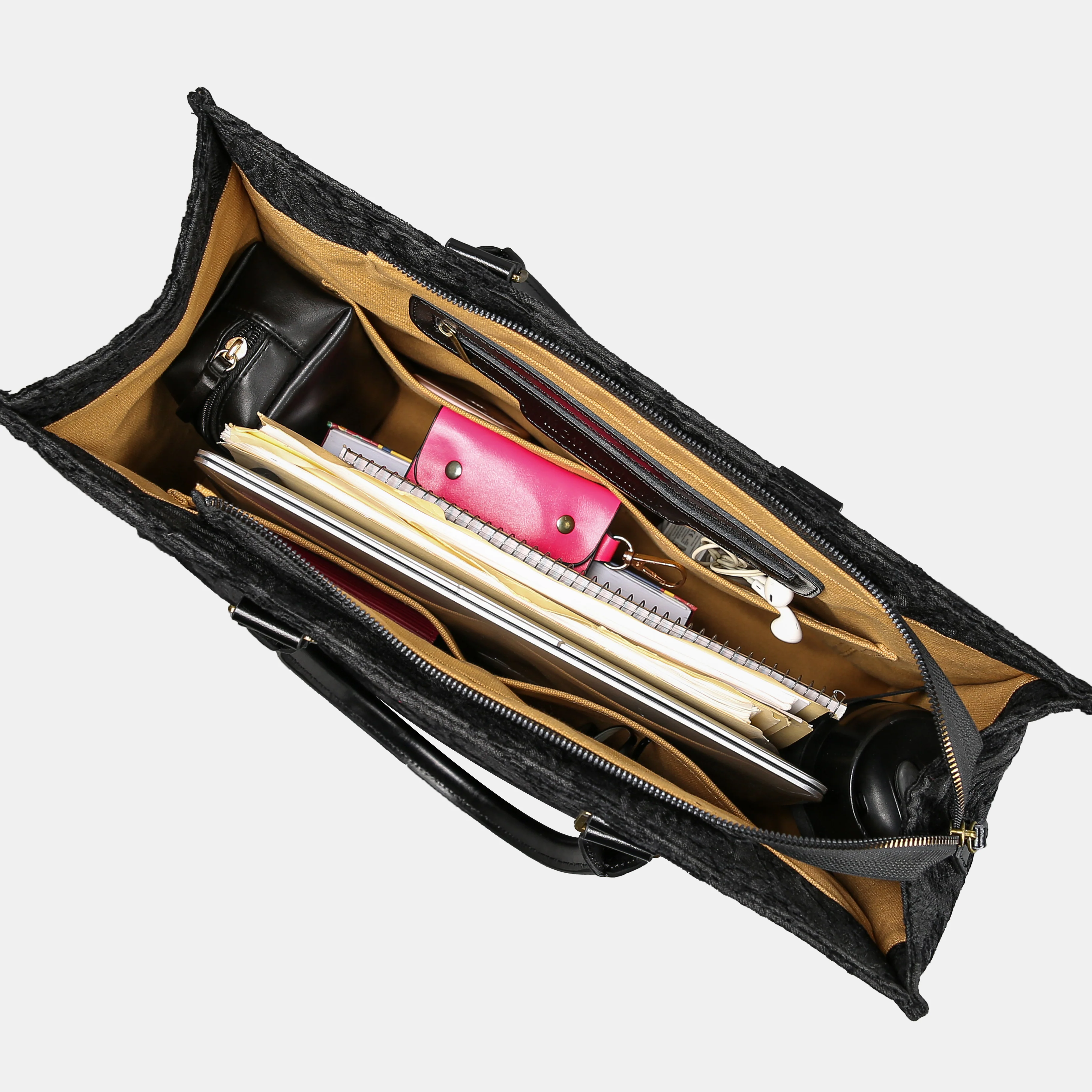 Victorian Blossom Black/Black Laptop Work Tote - Image 4