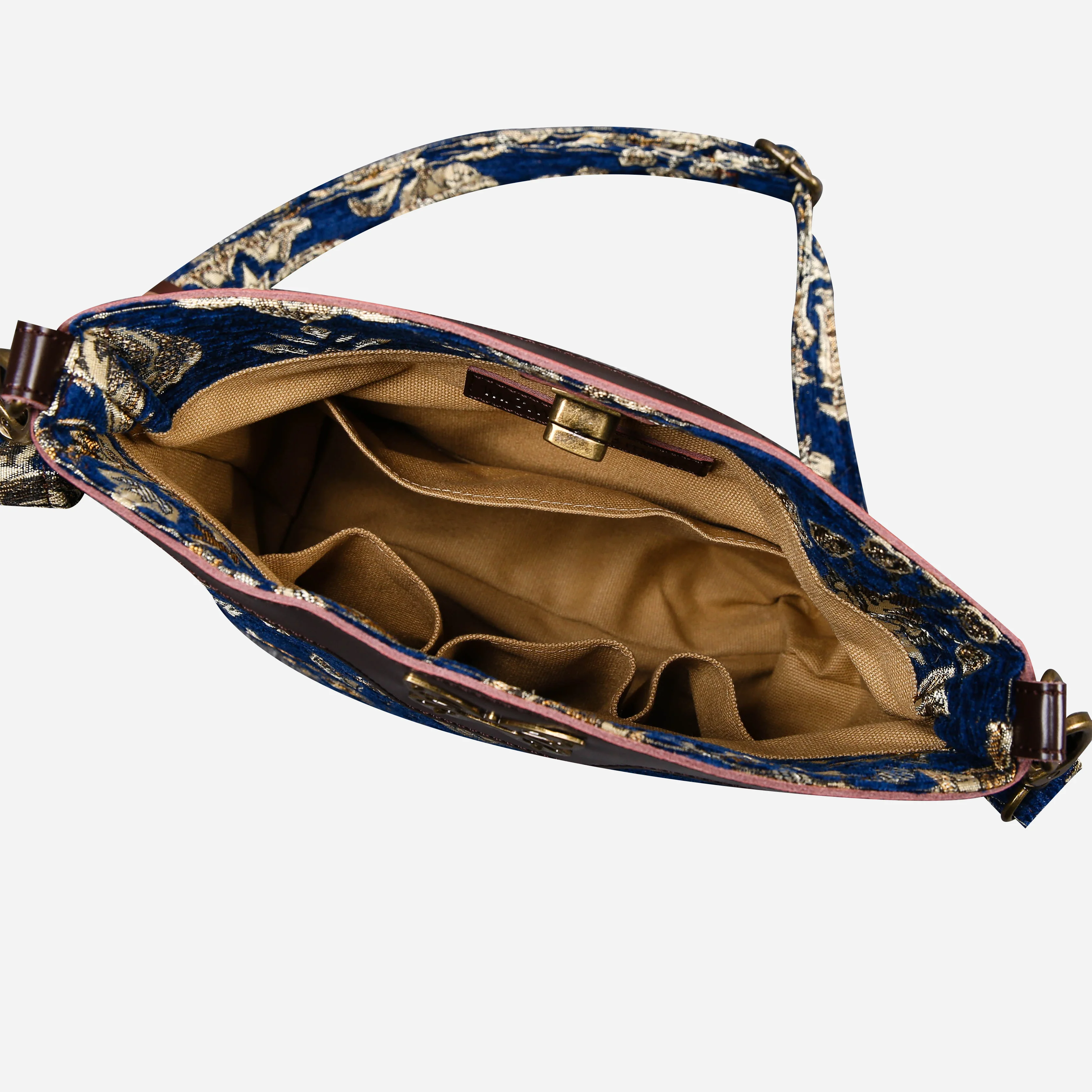 Victorian Blossom Blue/Gold Butterfly Crossbody Bag - Image 6