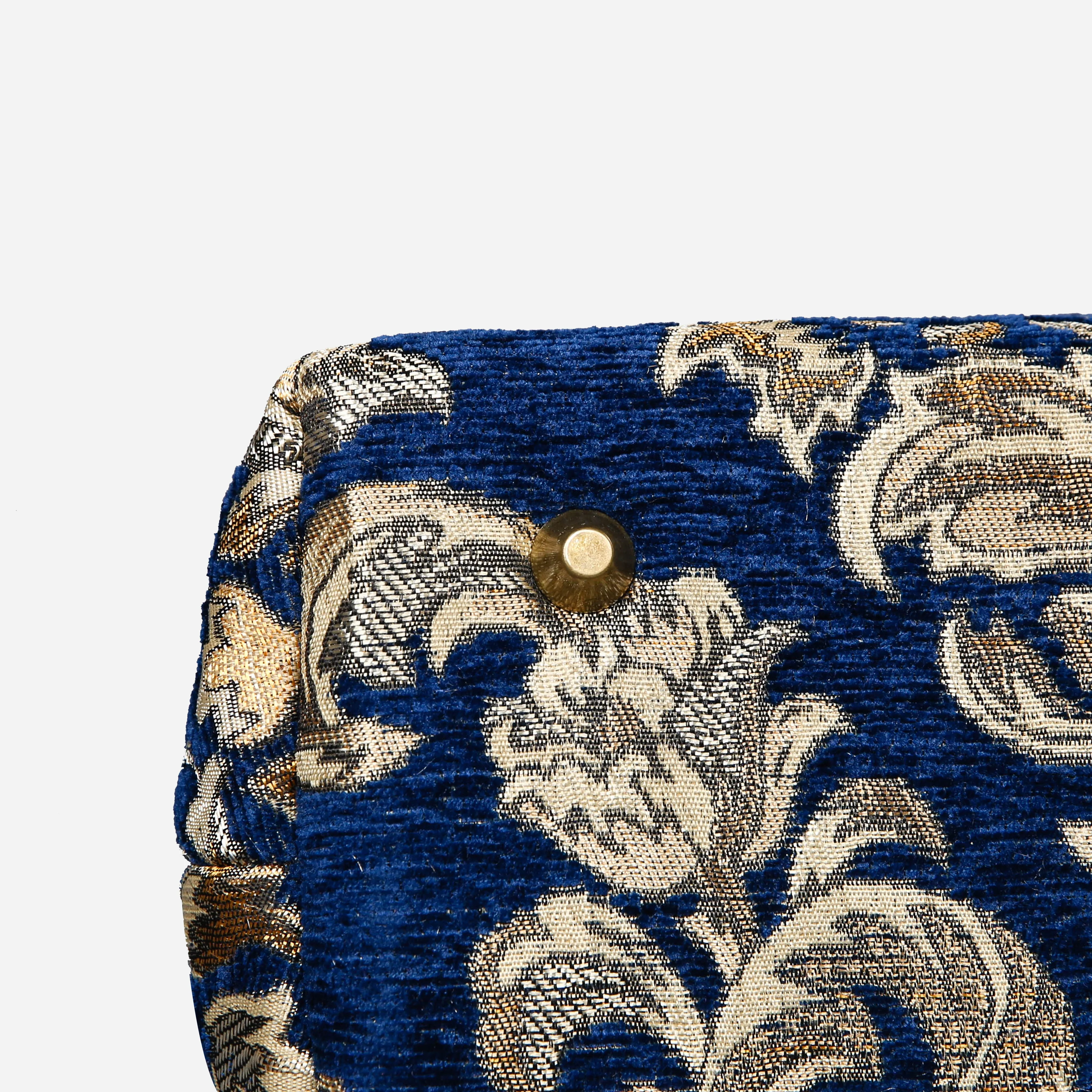 Victorian Blossom Blue/Gold Carpet Satchel - Image 6