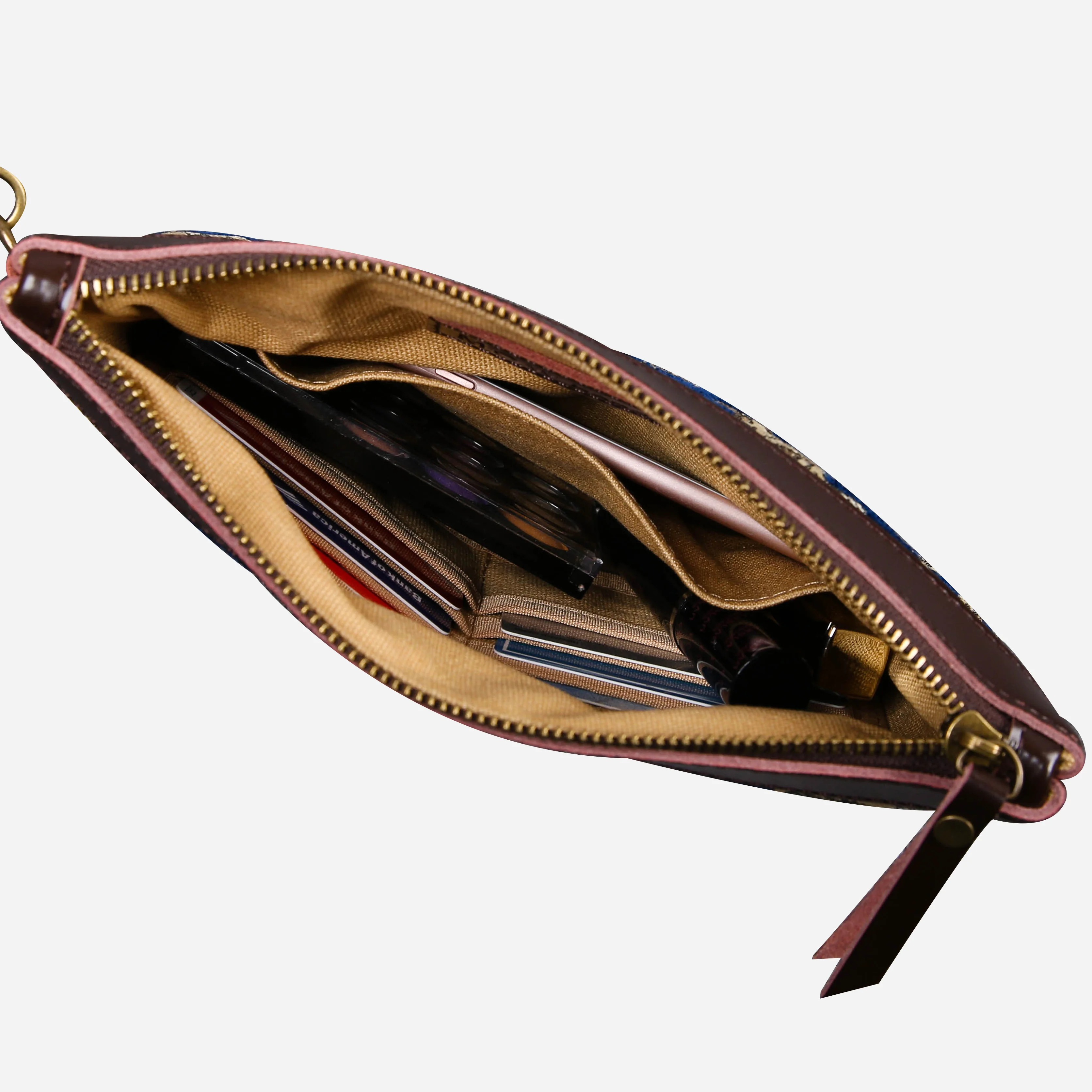 Victorian Blossom Blue/Gold Wristlet Clutch - Image 7