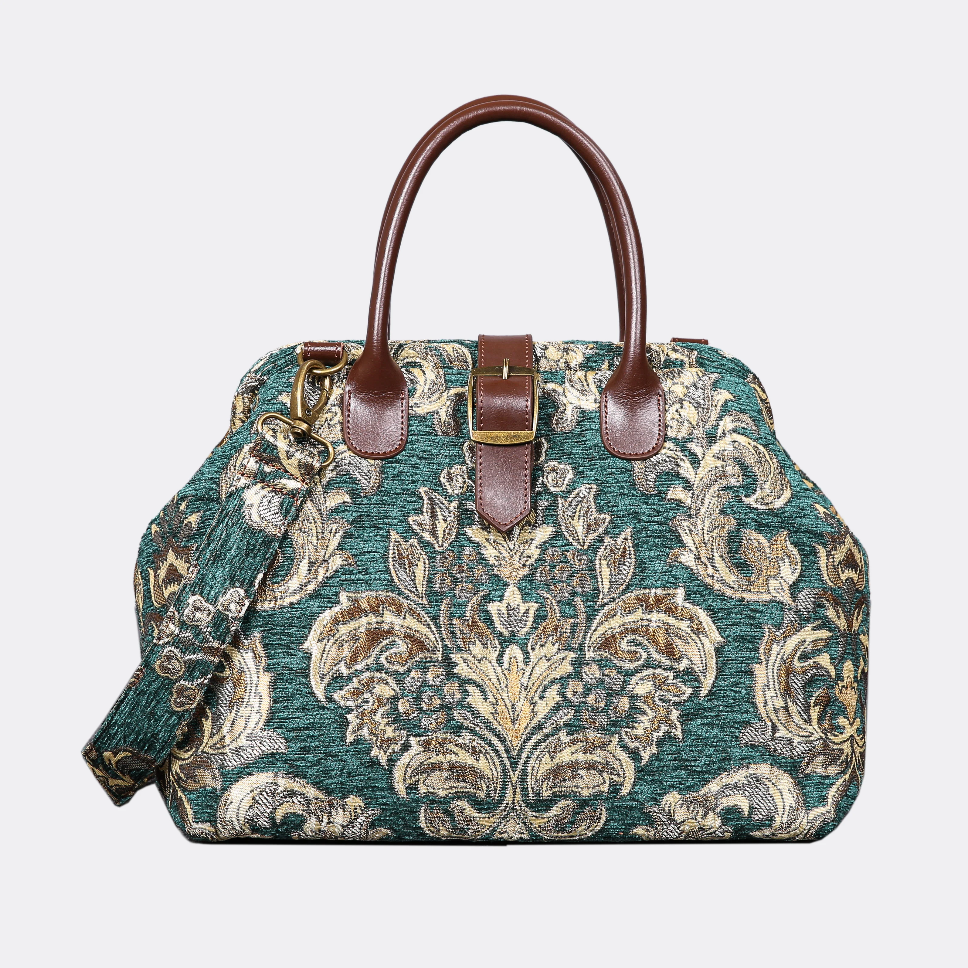 Victorian Blossom Green/Gold Carpet Handbag Purse