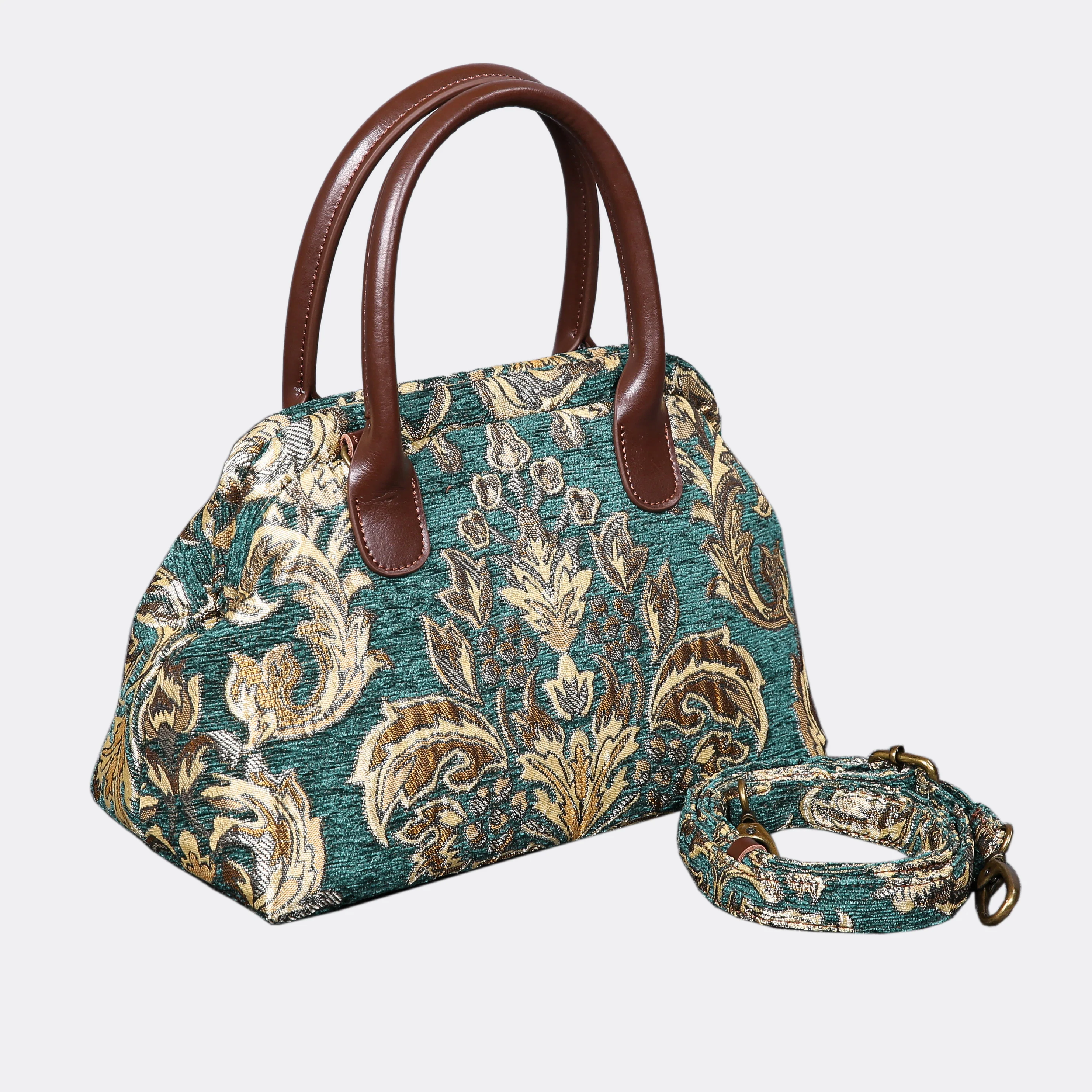 Victorian Blossom Green/Gold Carpet Satchel - Image 2