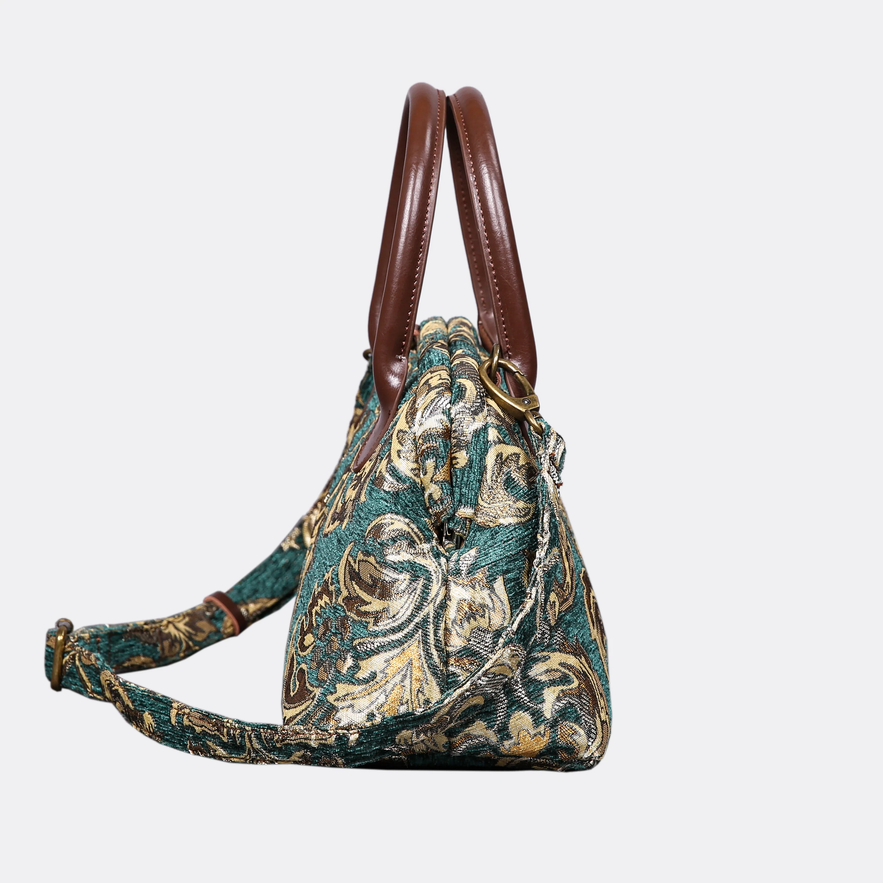 Victorian Blossom Green/Gold Carpet Satchel - Image 3
