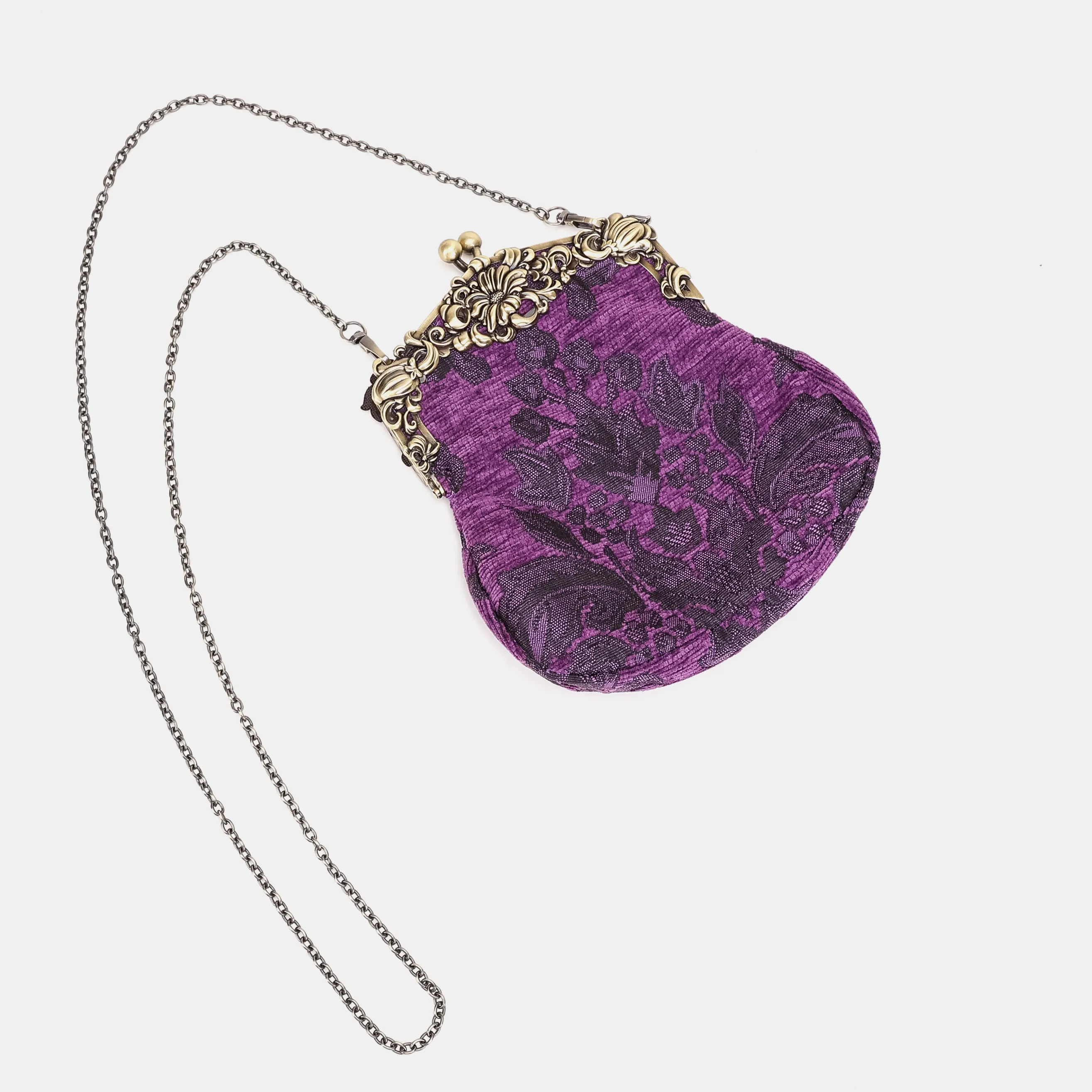 Victorian Blossom Purple Chatelaine Purse Large - Image 3